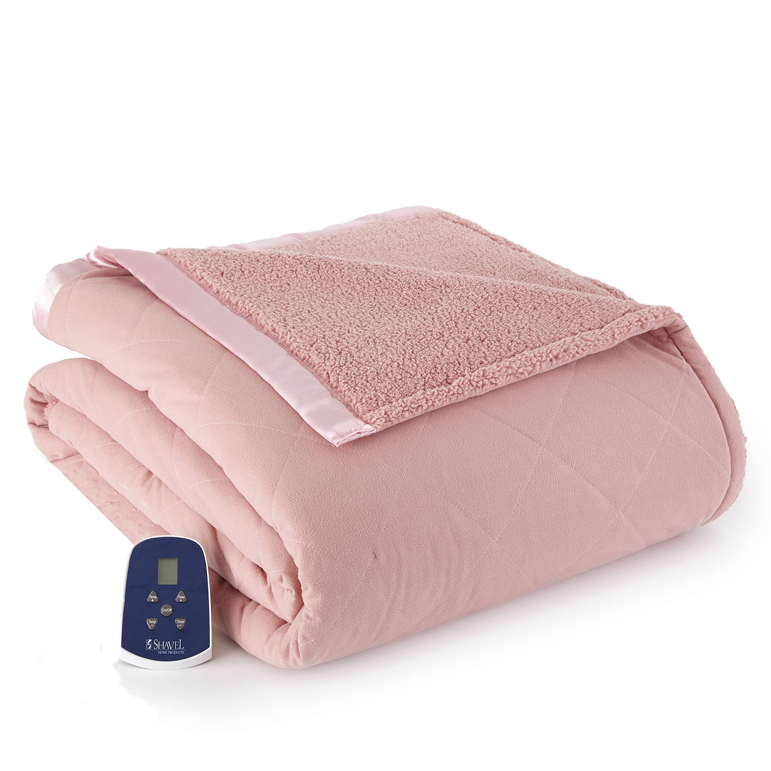 Amazon.com: Thermee Micro Flannel Full-Size Heated Electric Blanket with  Sherpa, Machine Wash u0026 Dry, Timer u0026 Safety Shutoff, 84Lx72W, Blush :  Everything Else