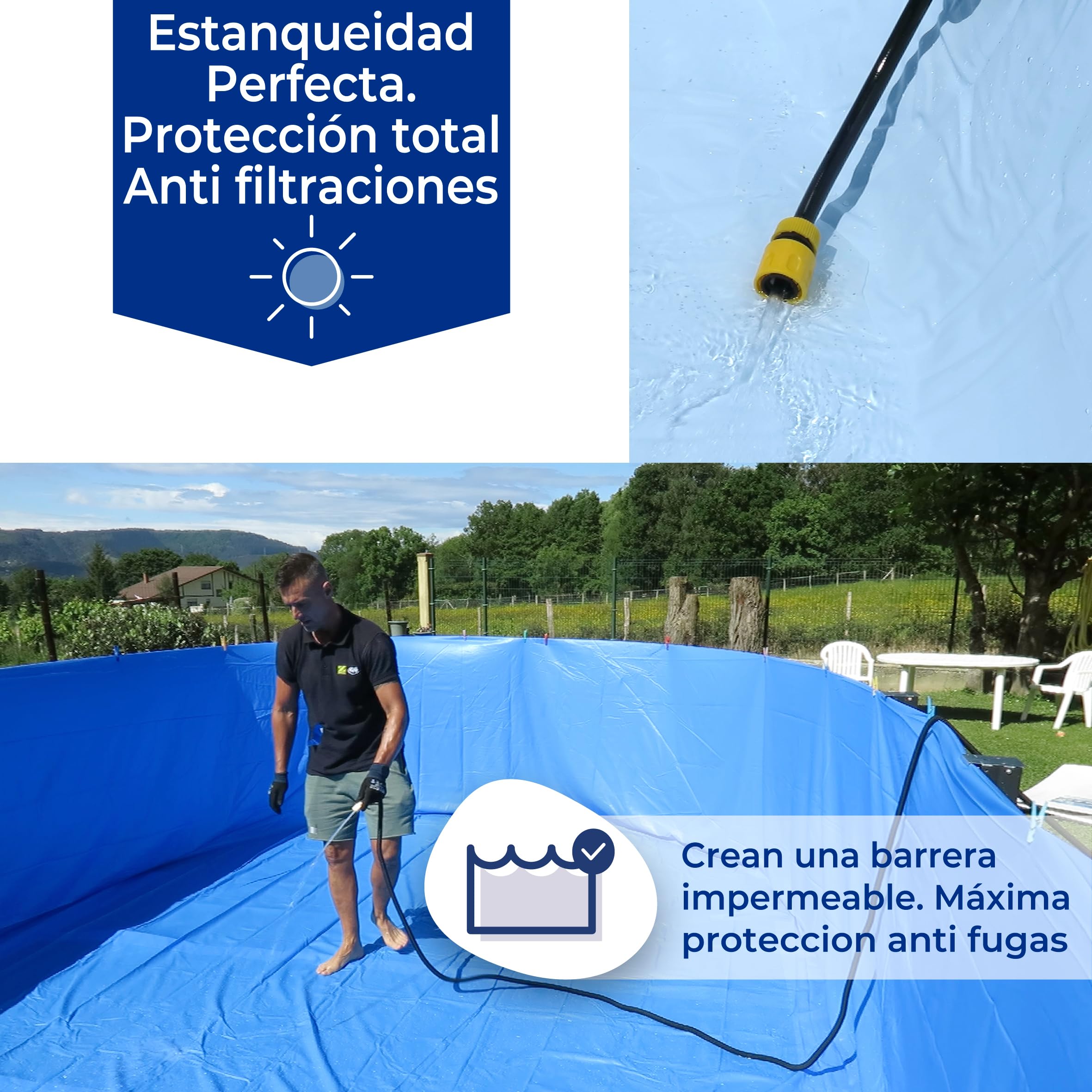 Gre FSPROV610 -Liner para Piscinas Ovaladas, 610 x 375 x 120 (Largo x Ancho x Alto), Sistema Overlap, Color Azul