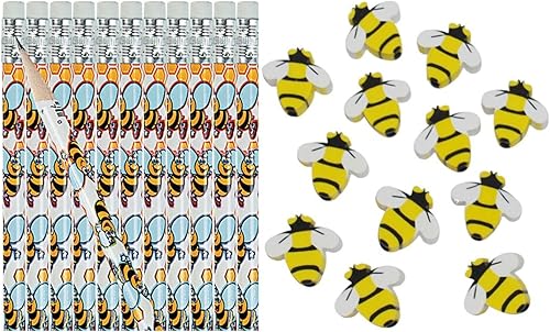 Lápices y borradores Bumble Bee - Juego de 24 piezas