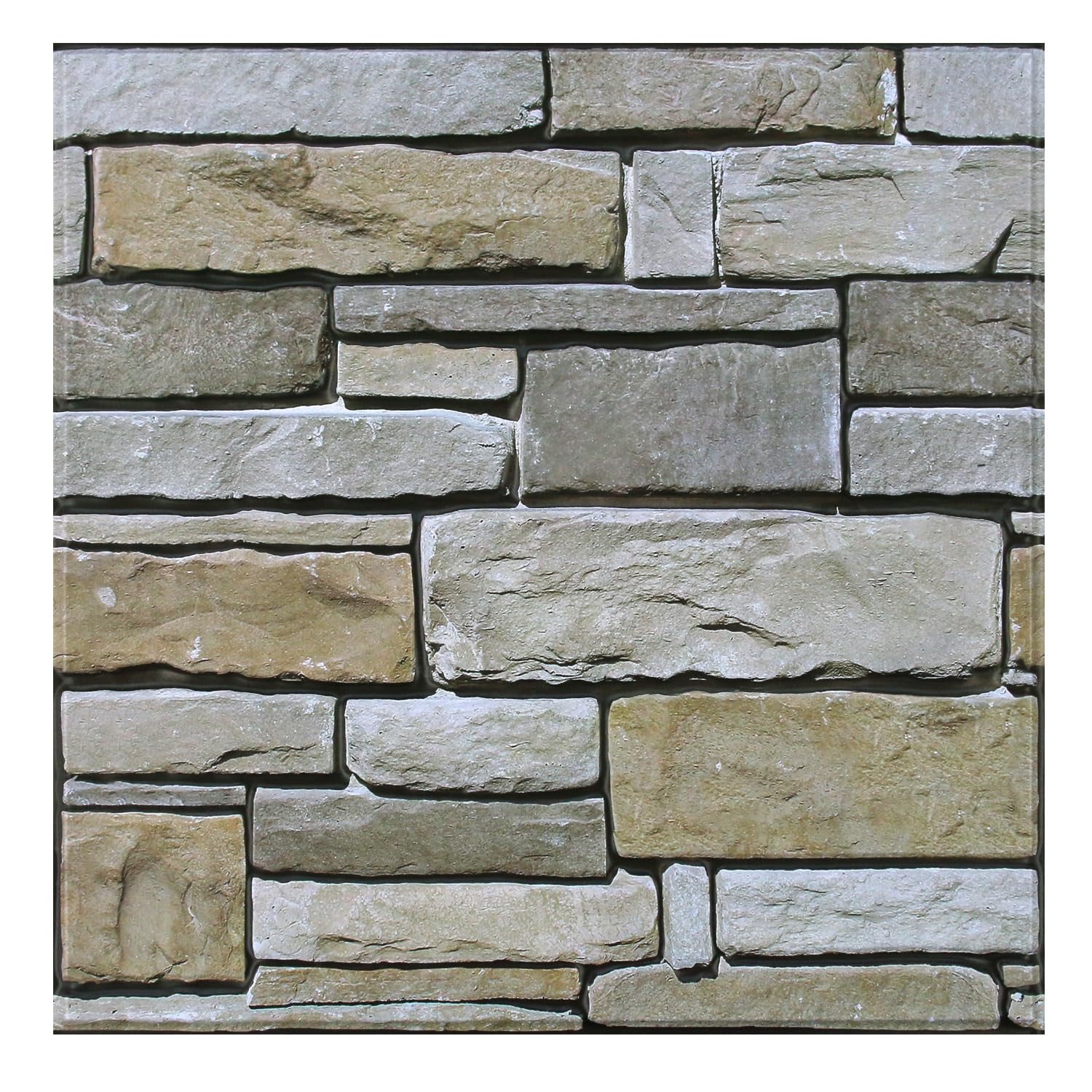 Commomy Faux Stone Stick on Tiles - 10 Pcs 11.8"x11.8" 3D Self Adhesive Wall Tiles PVC Brick Stone Wall Paneling for Interior Bedroom,Living Room,Kitchen,RV — image 1