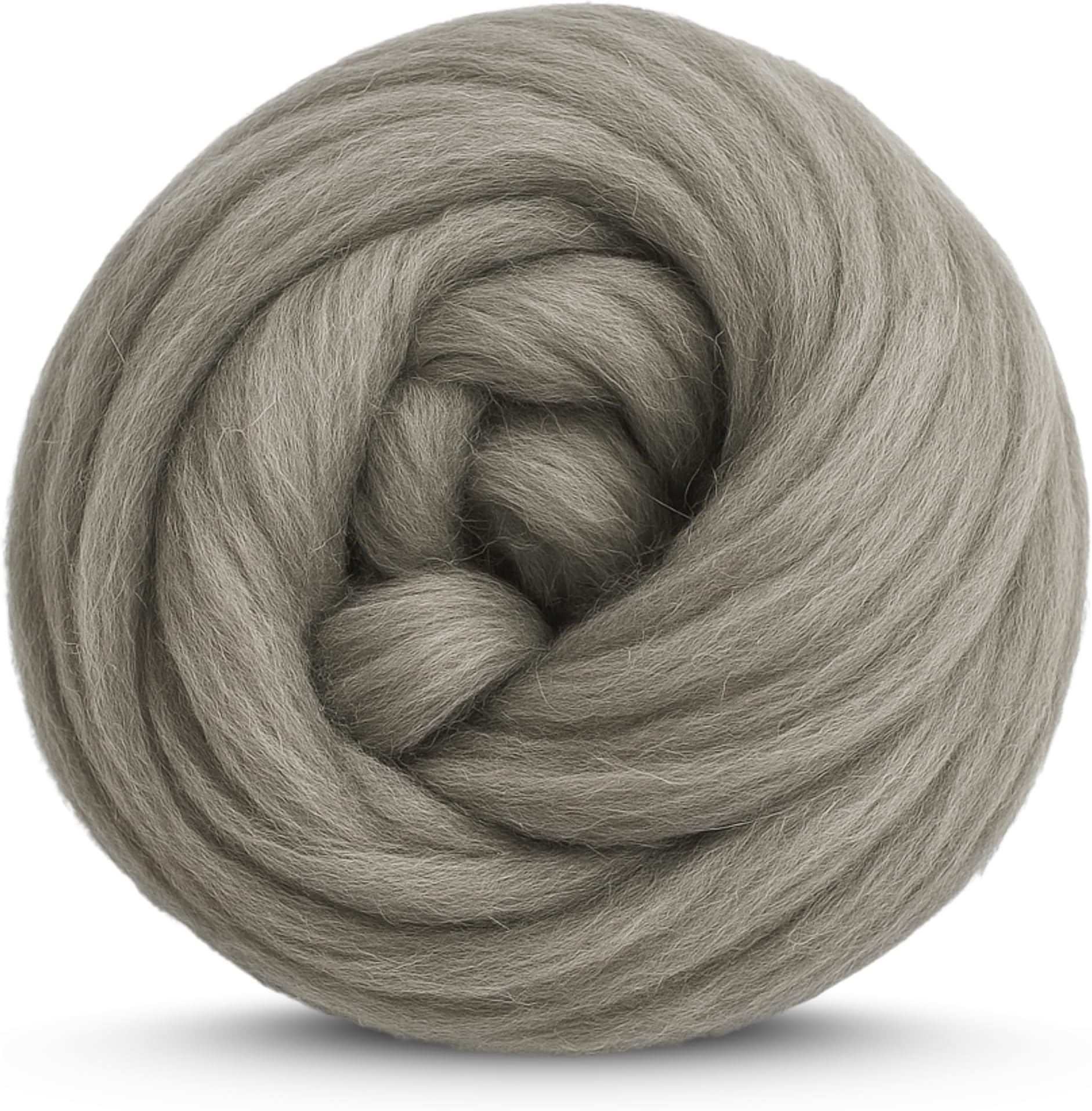 Corriedale Wool Roving 1 lb (16 Ounces) for Spinning | Soft Chunky Jumbo Yarn for Arm Knitting Blanket |100% Natural Undyed Wool Yarn Bulk, Felting Core, Carded Stuffing (Gray)