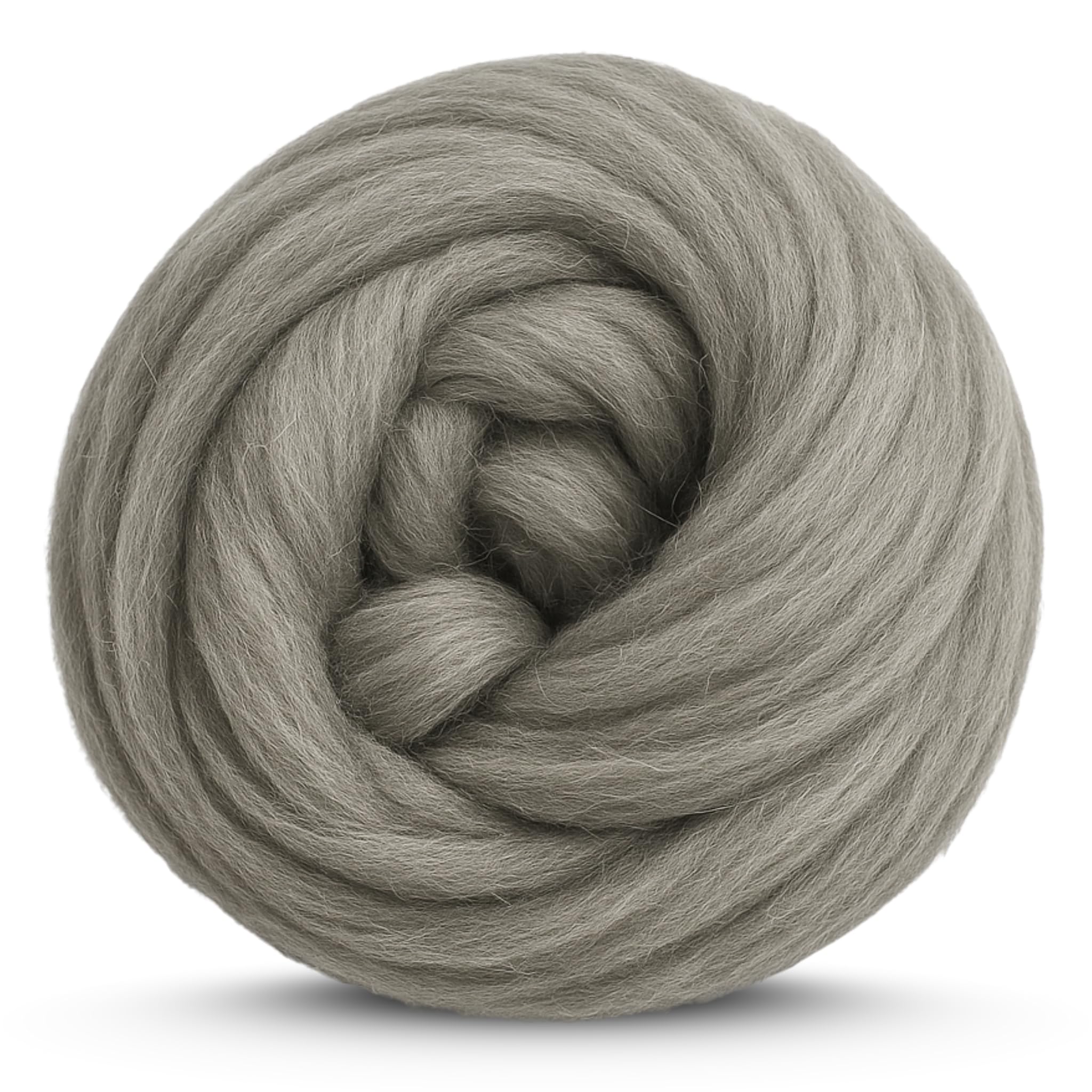 Corriedale Wool Roving 1 lb (16 Ounces) for Spinning | Soft Chunky Jumbo Yarn for Arm Knitting Blanket |100% Natural Undyed Wool Yarn Bulk, Felting Core, Carded Stuffing (Gray)