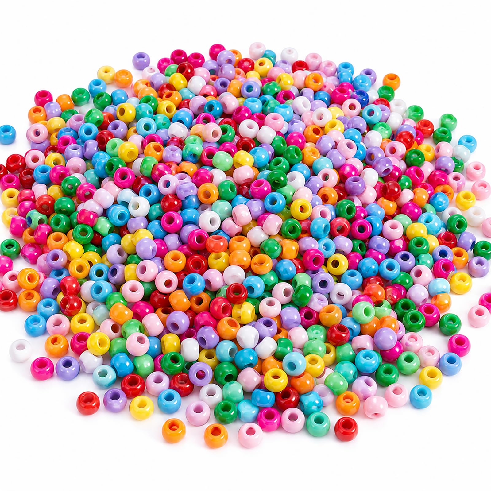 Nurila 1500 Stück Bunte Perlen zum Auffädeln, Regenbogen Ponyperlen | Schmuckperlen für Armbänder, Halsketten, Schlüsselanhänger und Sonnenfänger Perlen DIY Basteln