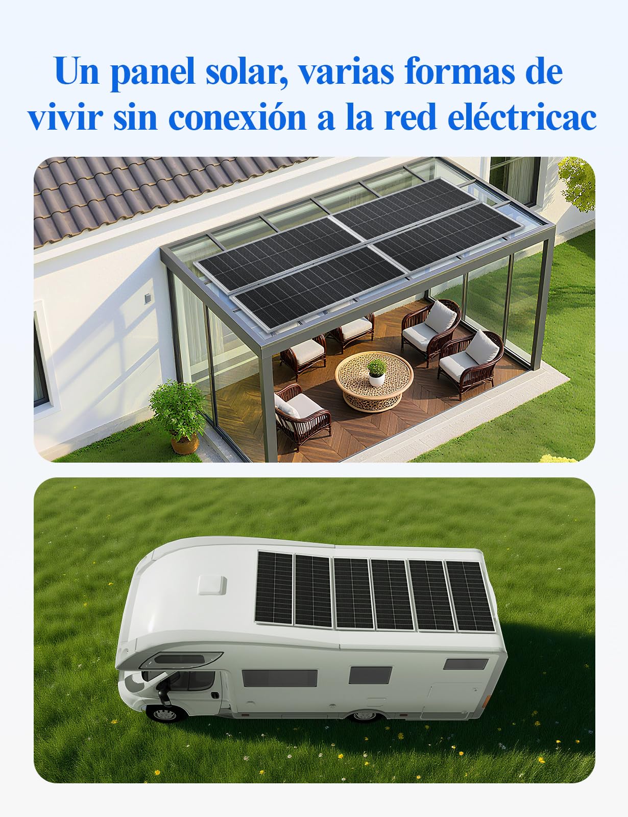 ECO-WORTHY Panel solar 100 W y 18 V con célula monocristalina de tipo N, diseño 18BB, alta eficiencia de conversión del 25%, adecuado para autocaravanas, jardines, tejados, balcones