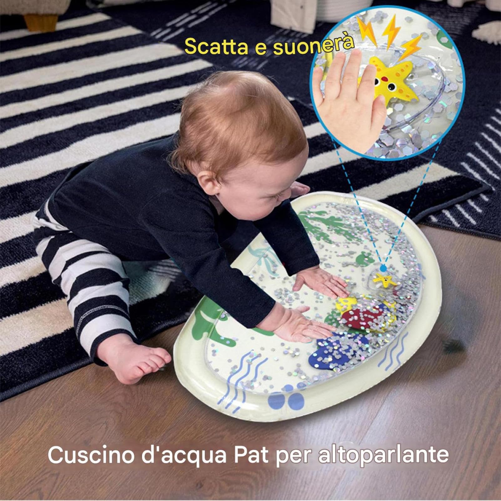 Alfombra De Agua Tummy Time - Juego Acuático Sensorial Para | Fantástica Alfombrilla De Aprendizaje Y Juego, Desarrollo Sensorial Para El Hogar, Cuna, Ducha, Bañera, Playera — view 2