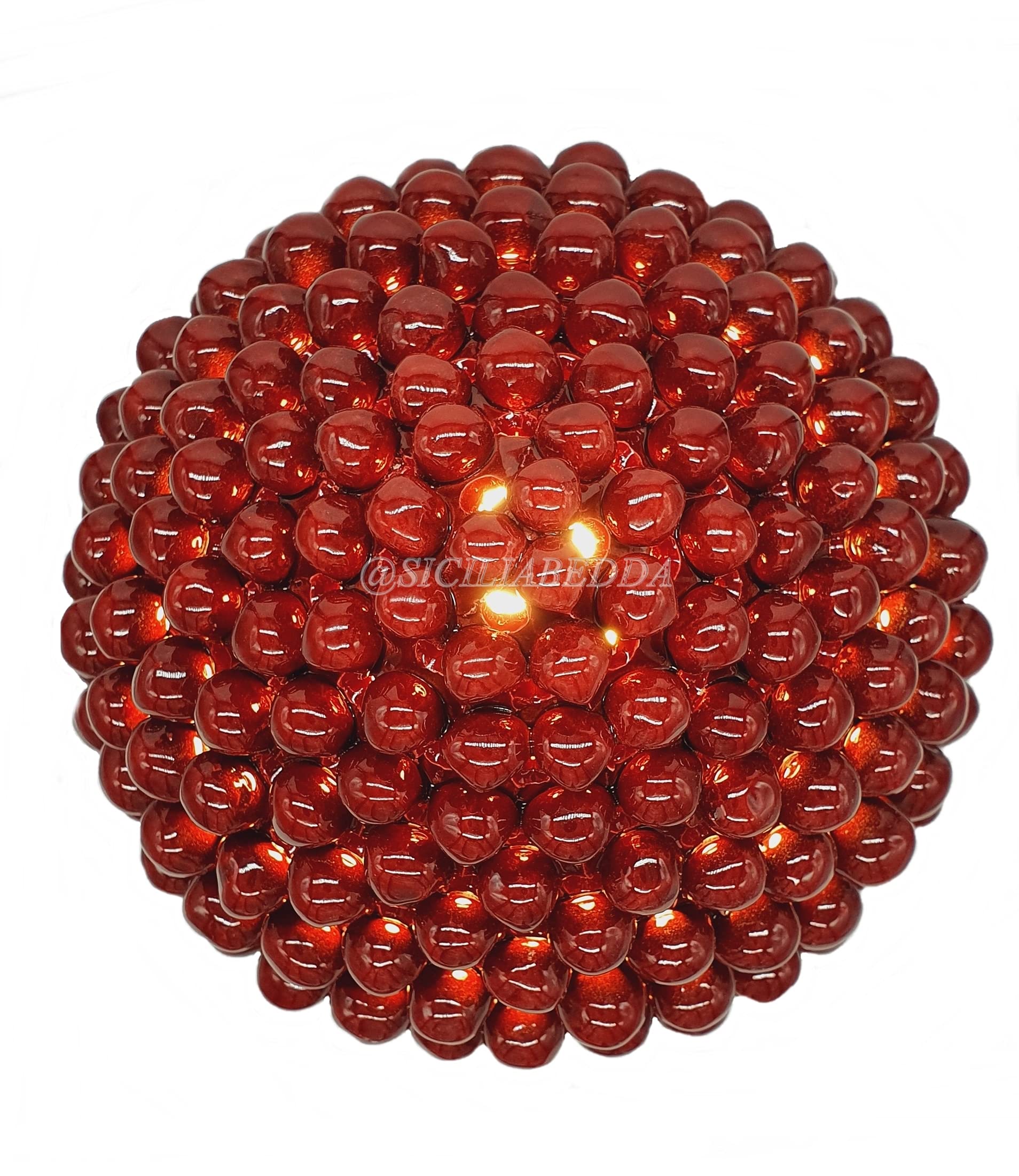 sicilia bedda - Lampada Pigna in Ceramica di Caltagirone - A smalto Lucido Cristallizzato - Altezza 35 Centimetri (Bordeaux)