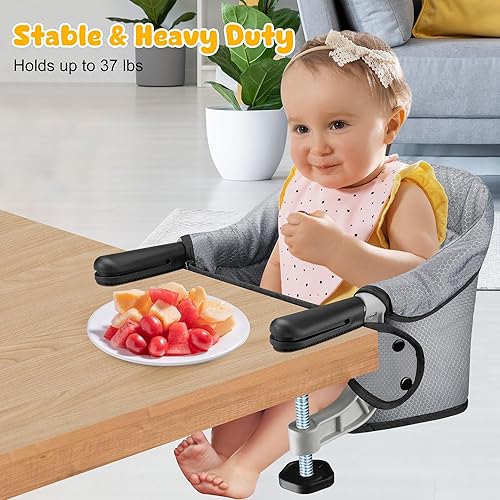 Miniatura 4 de Gancho rápido para silla de mesa alta con clip en la mesa de sujeción de la silla de alta carga, plegable, almacenamiento plano, fijación apretada,