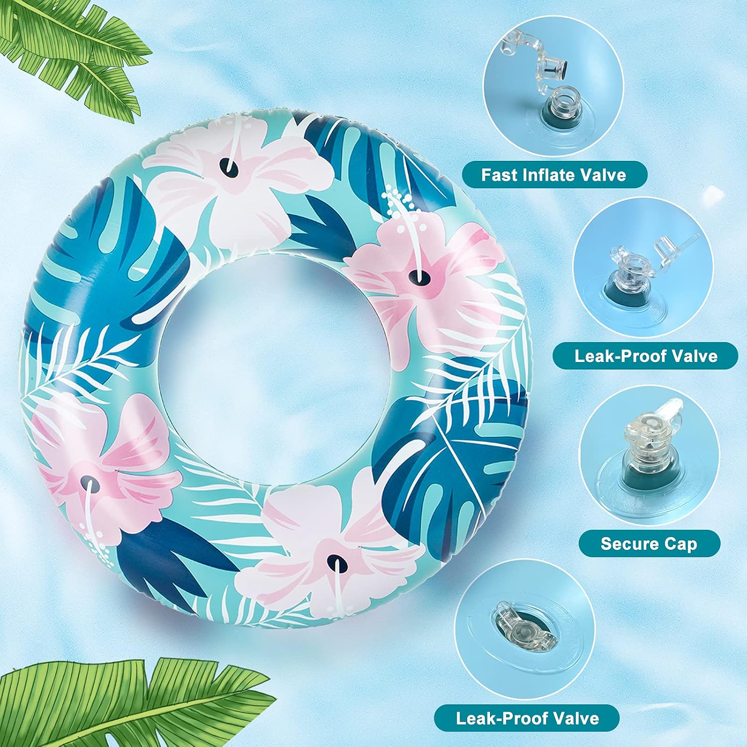 BUYMAX Inflatable Pool Floats, 35.4 inch Swimming Ring, Medium-Sized Swim Tube for Kids and Adults, Pool Inner Tubes for Pool & Beach, Floating Ring for Party and Gift