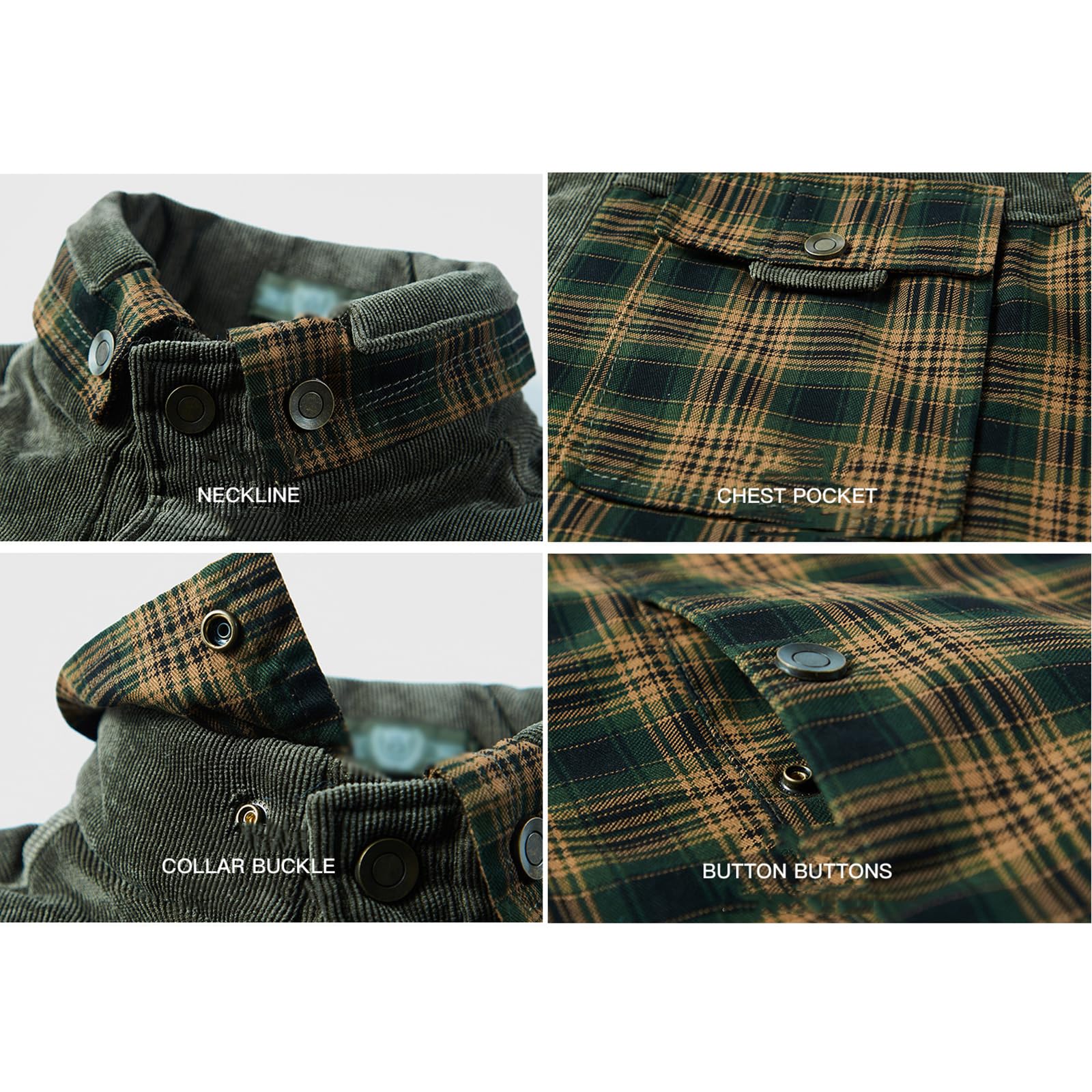 Herren Thermohemd Flanellhemd Winterjacke Fleecefutter Schützendem Holzfällerhemd Arbeitshemd(Size:L,Color:Grün)