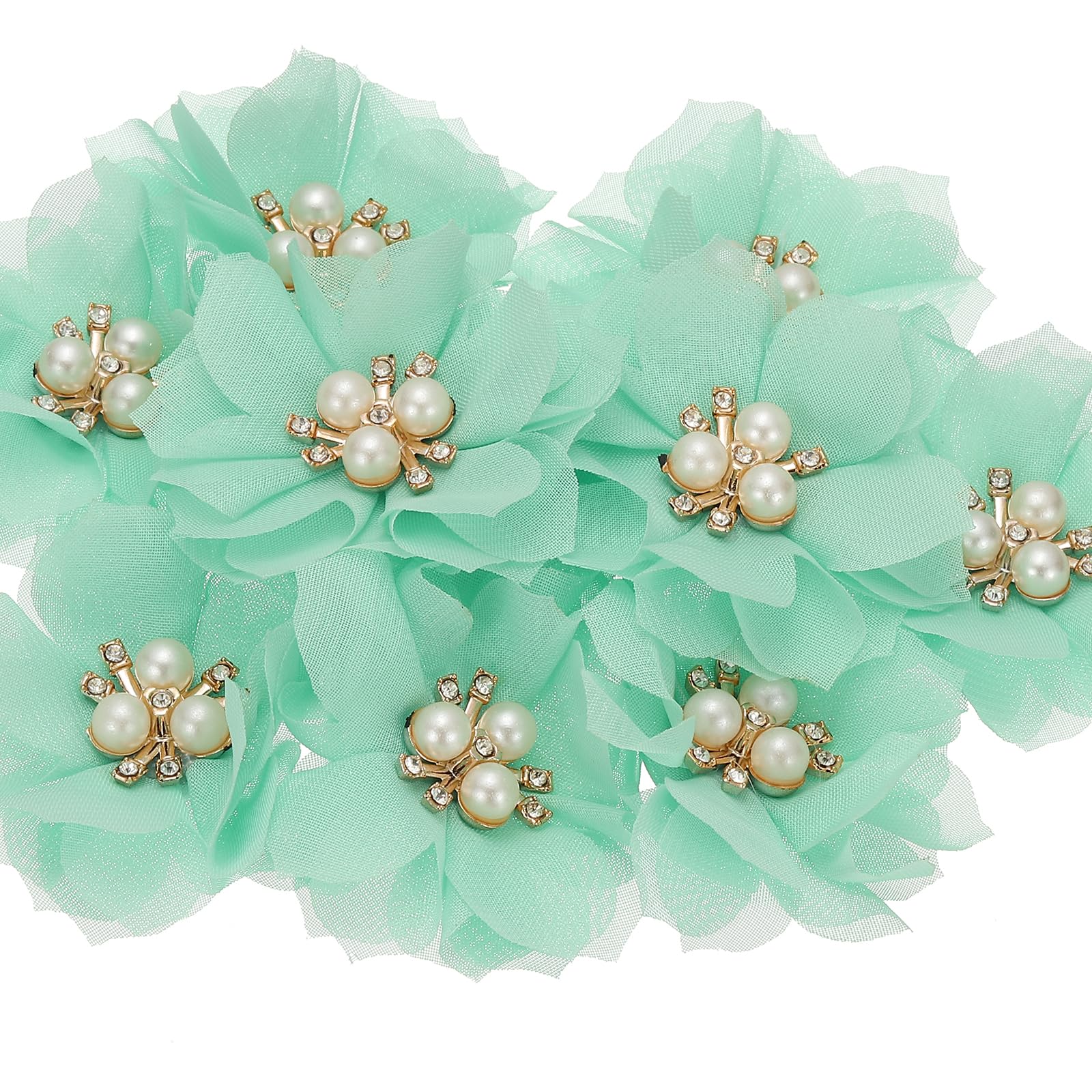 PATIKIL 3.9" Mousseline Fleurs, 10 Pcs Maille Tissu Fleurs Couture Tissu Appliques Bandeau Embellissements Pour DIY Artisanat Mariage Décoratif, Beige