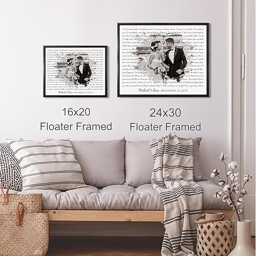 Miniatura 5 de Letras de música personalizadas lienzo de canciones fotos sin marco impresiones de corazón en corazón nombres de fecha carga de foto en impresiones