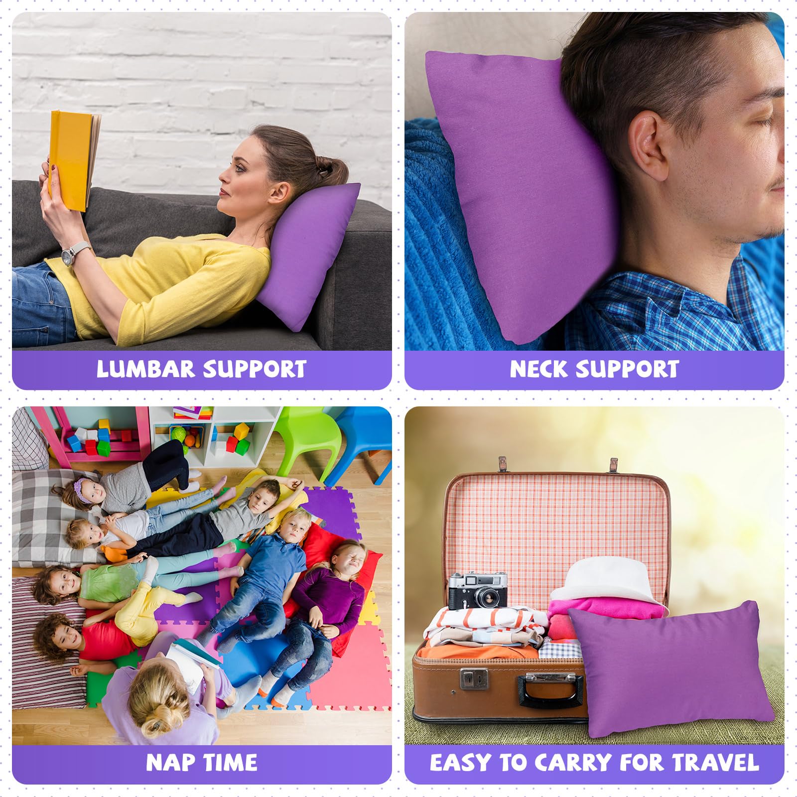 Paquete de 6 mini almohadas infantiles para guardería, almohada de viaje pequeña de 14 x 9 pulgadas, almohadas para niños pequeños, almohadas suaves y pequeñas, almohada de viaje para la siesta 6