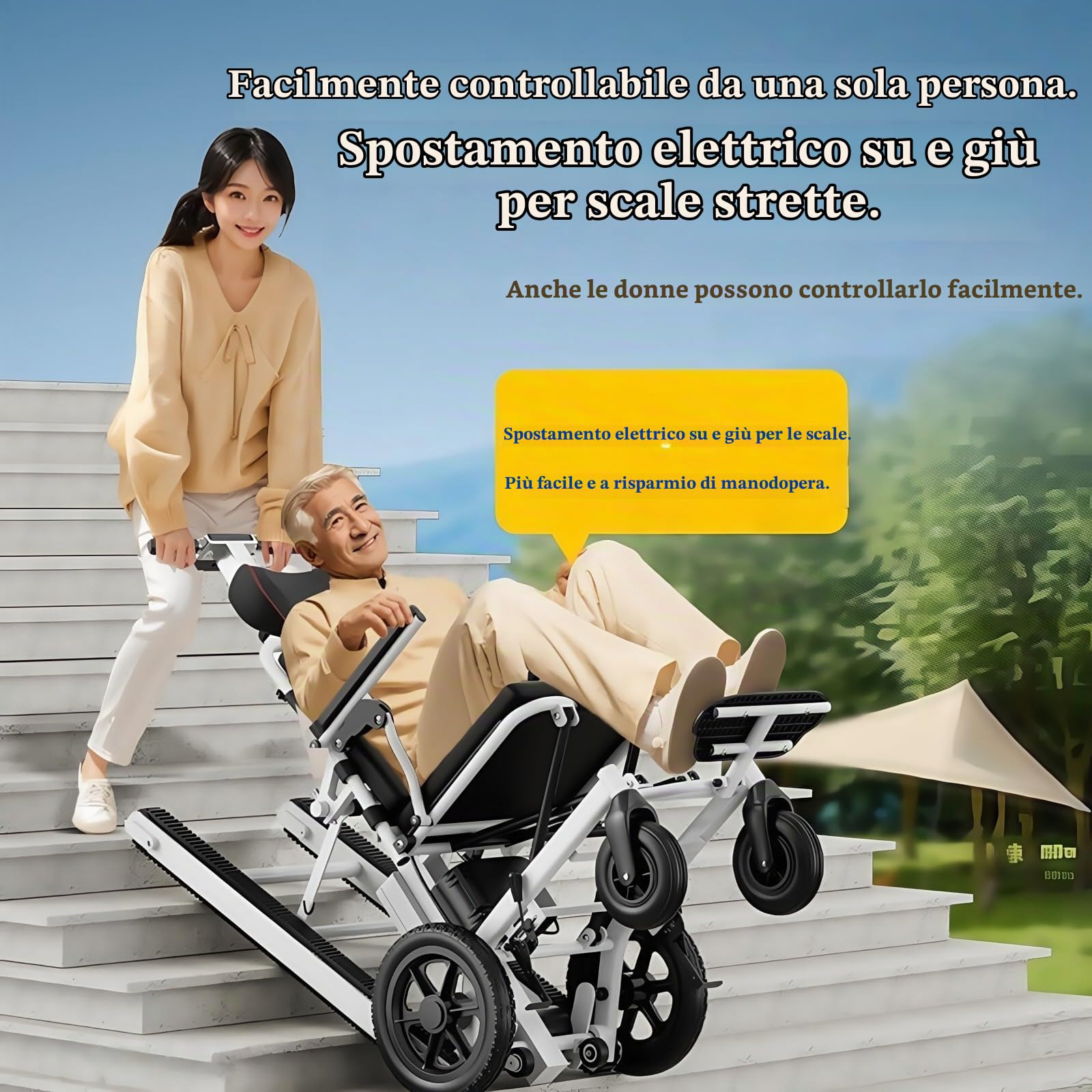 Sedia A Rotelle Elettrica Con Saliscale, Dispositivo Intelligente Per Salire Le Scale, Ausilio Completamente Automatico Per Salire Le Scale,Per Persone Disabili E Anziane.