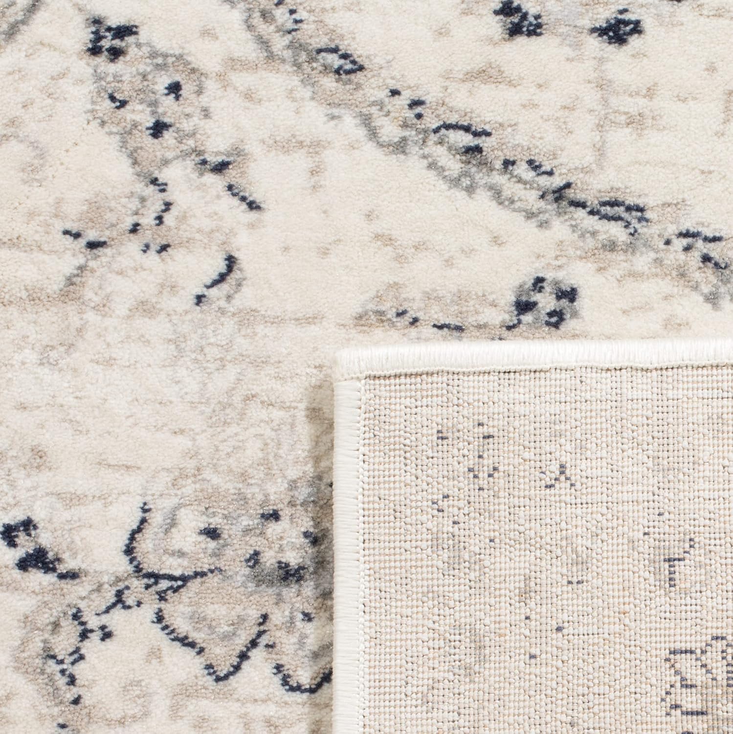 SAFAVIEH Carnegie Collection Runner Rug - 2'3" x 8', Cream & Light Grey, Vintage Distressed Design, Non-Shedding & Easy Care, Ideal for High Traffic Areas in Living Room, Bedroom (CNG624C)