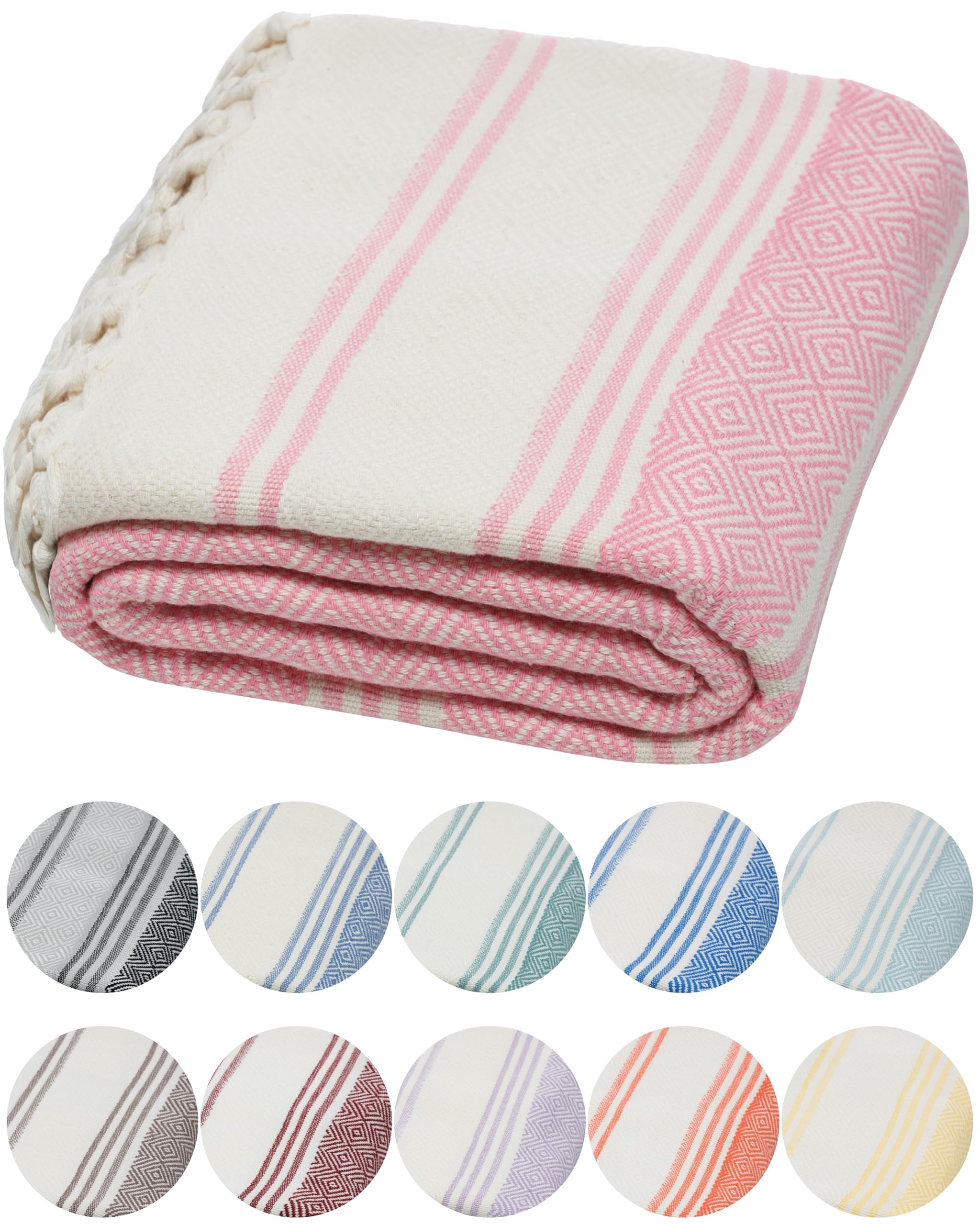 DEMMEX Toalla Hammam Peshtemal de Algodón Turco Orgánico – Secado Rápido, Ligera y Compacta, Arena No Se Pega, Toalla de Playa y Baño, 180x90 cm (Rosa Rubor)
