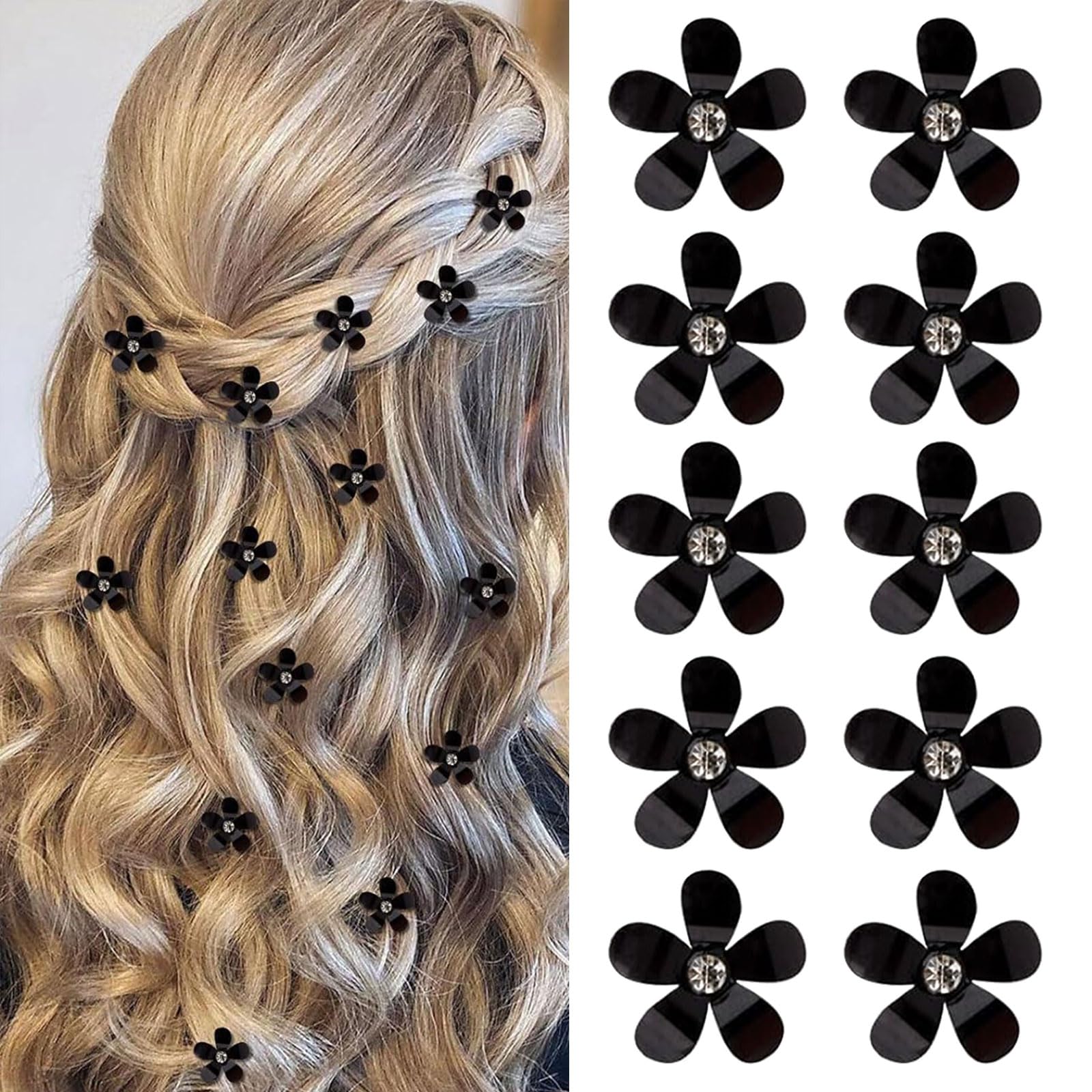 2 fermagli per capelli a scatto con strass, per donne e ragazze