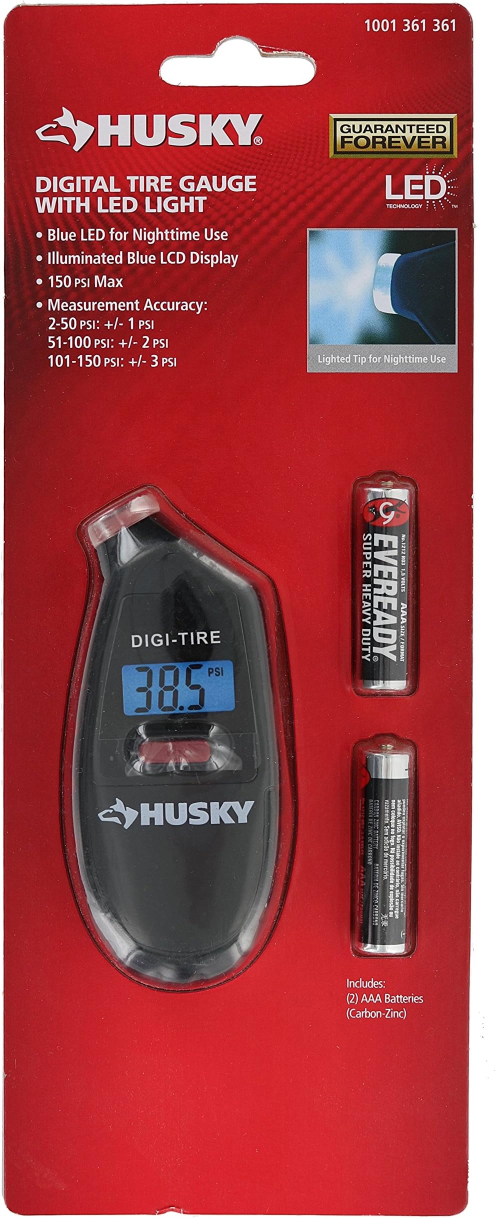 Husky Portable 4 Inch Backlit Digital Tire Gauge With