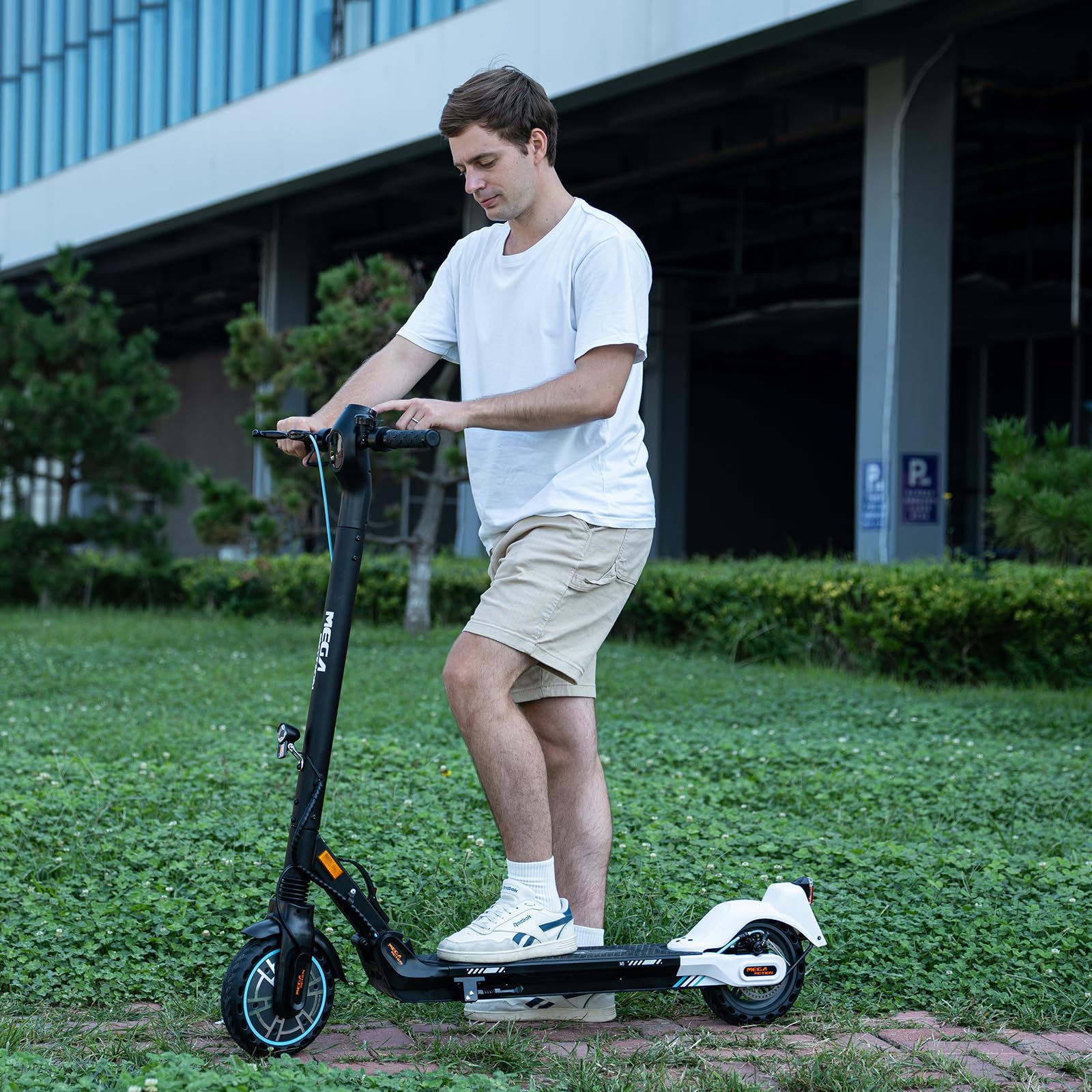 MEGA MOTION Trottinette électrique électrique pliable avec homologation routière et application, moteur de 350 W, plage de 30 à 35 km, 19 km/h, pneu Honeycomb de 8,5", scooter électrique portable