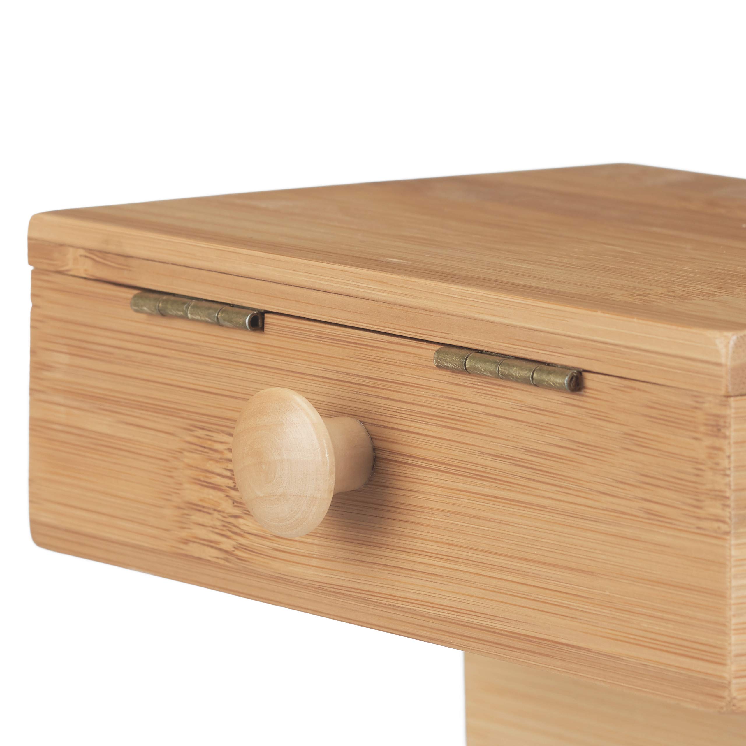 Relaxdays Cestino Cucito Piccolo Bambù Scatola Box Vuoto Porta-cucito Apribile con Coperchio HLP: 20x24x13,5 cm Beige