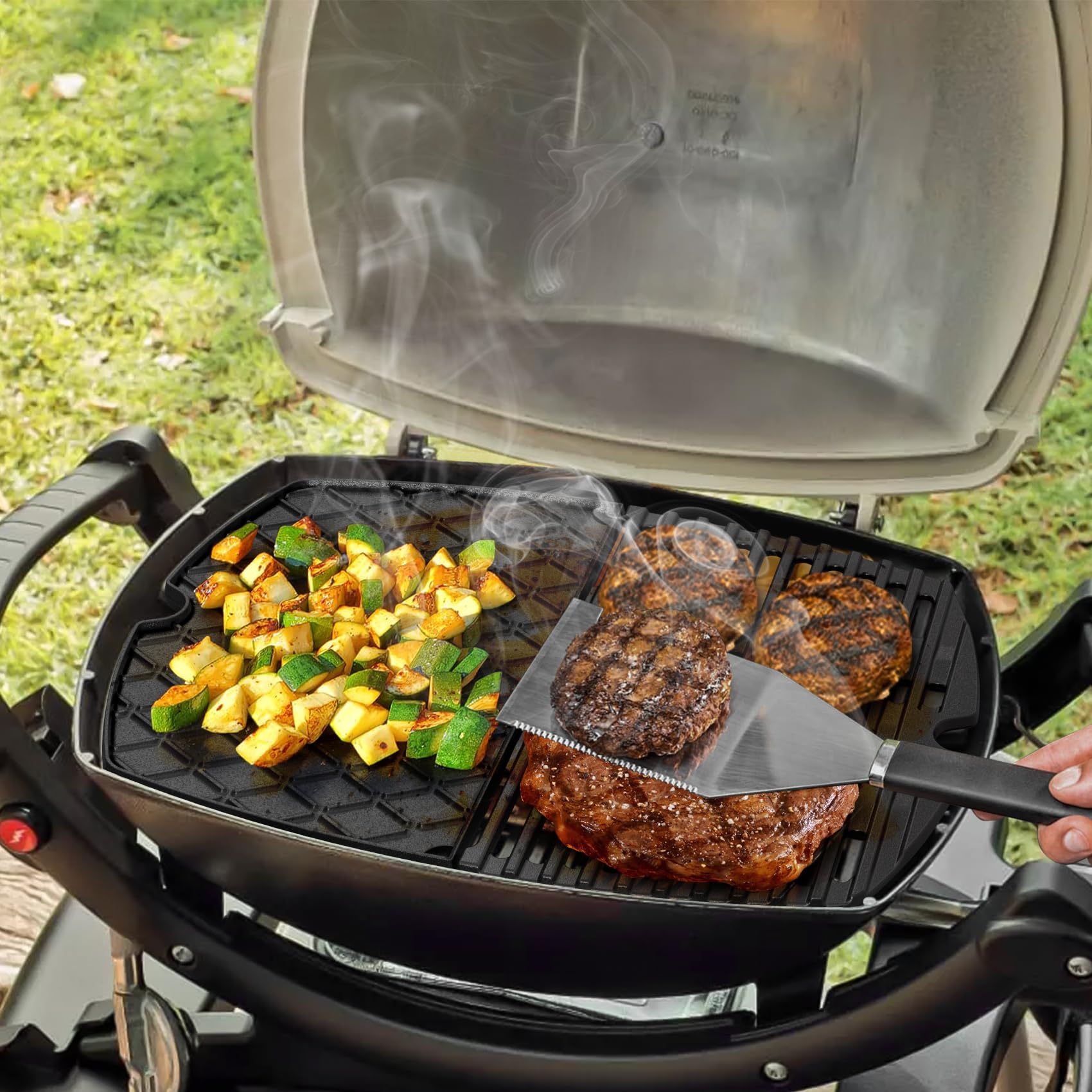 onlyfire Gusseisen Grillroste und Grillplate für Weber Q100 Q1000 Q120 Q1200 Q140 Q1400 Gasgrill, Ersatzteile für Weber 7644/6558, 32 x 21,3CM Grillpfanne, 2er-Pack