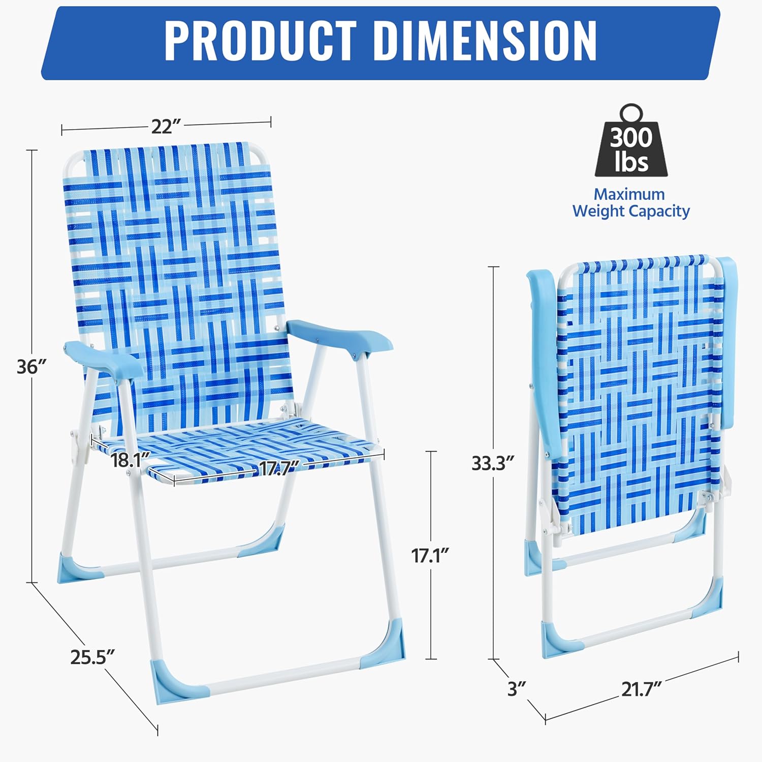 Yaheetech Patio Webbed Lawn Chairs, Outdoor Nylon Fabric Portable Camping Chair Folding Dining Chairs for Beach Yard Garden