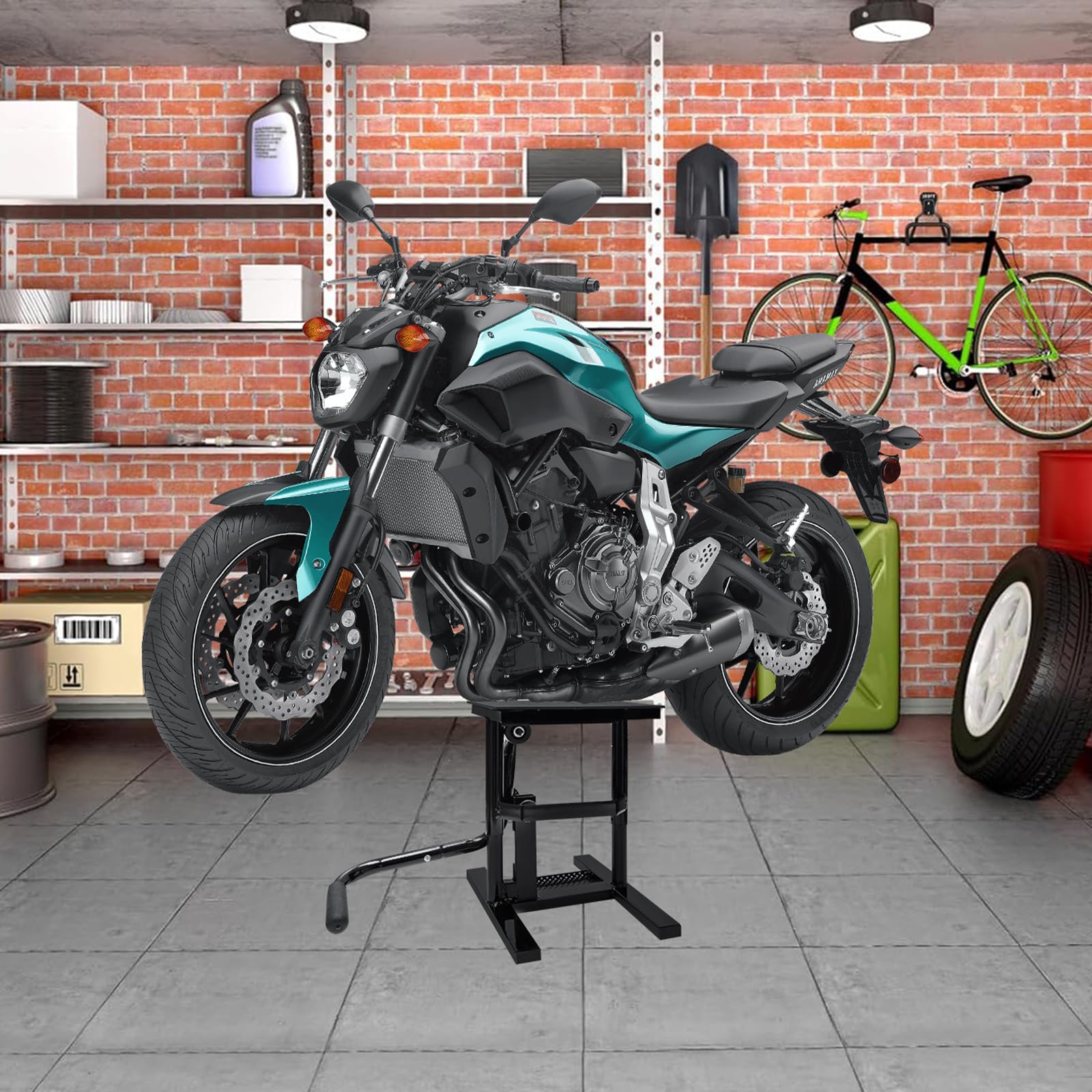 Motorcycle Jack Lift Stand 400 Lb Capacity - Heavy Duty Steel, Hydraulic, Adjustable Height For Dirt Bikes & ATVs