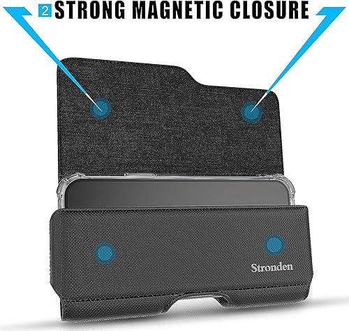 Miniatura 4 de Funda para iPhone 11 Pro, XS, X, Funda de nailon para cinturón con clip de metal y cierre magnético, soporte de nailon para teléfono (se adapta a