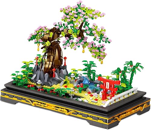Miniatura 1 de Juego de construcción de árbol bonsái con flores, 1469 piezas de jardín tranquilo con árbol Sakura para adultos a los que les gusta la construcción,