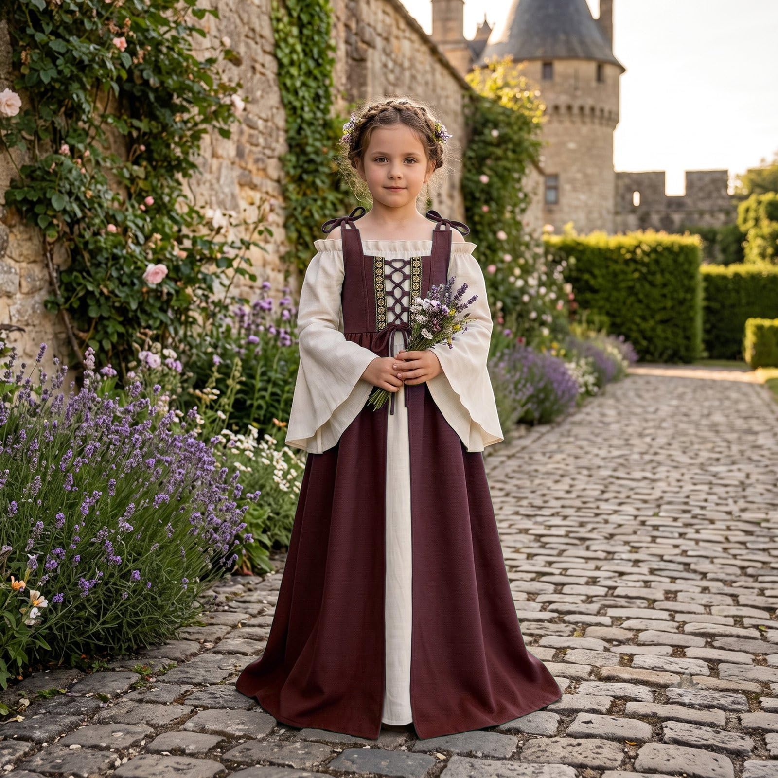 Cosplay medievale per bambini per spettacoli e festività: elegante abito da cortile per bambini e principesse