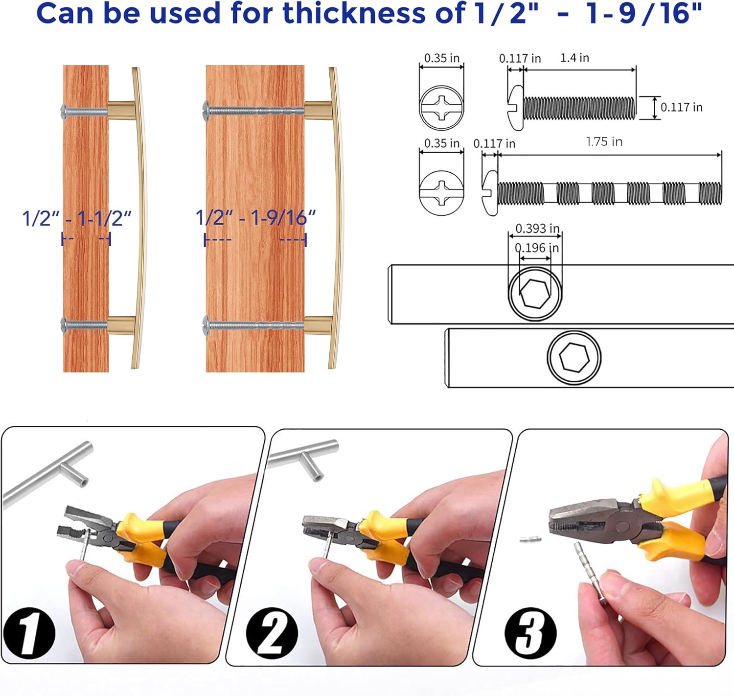 Ravinte 15 Pack Solid 5 Inch Hole Center Cruved Bar Cabinet Handles 7-1/4” Length Kitchen Cabinet Pulls Black Drawer Pulls Kitchen Hardware Champagne Bronze Dresser Pulls for Cupboard