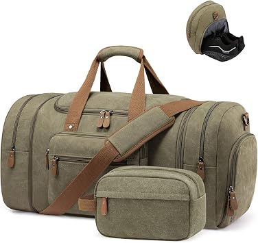 Sucipi Canvas Duffel Bag for Men, Expandable Weekend Overnight travel bags