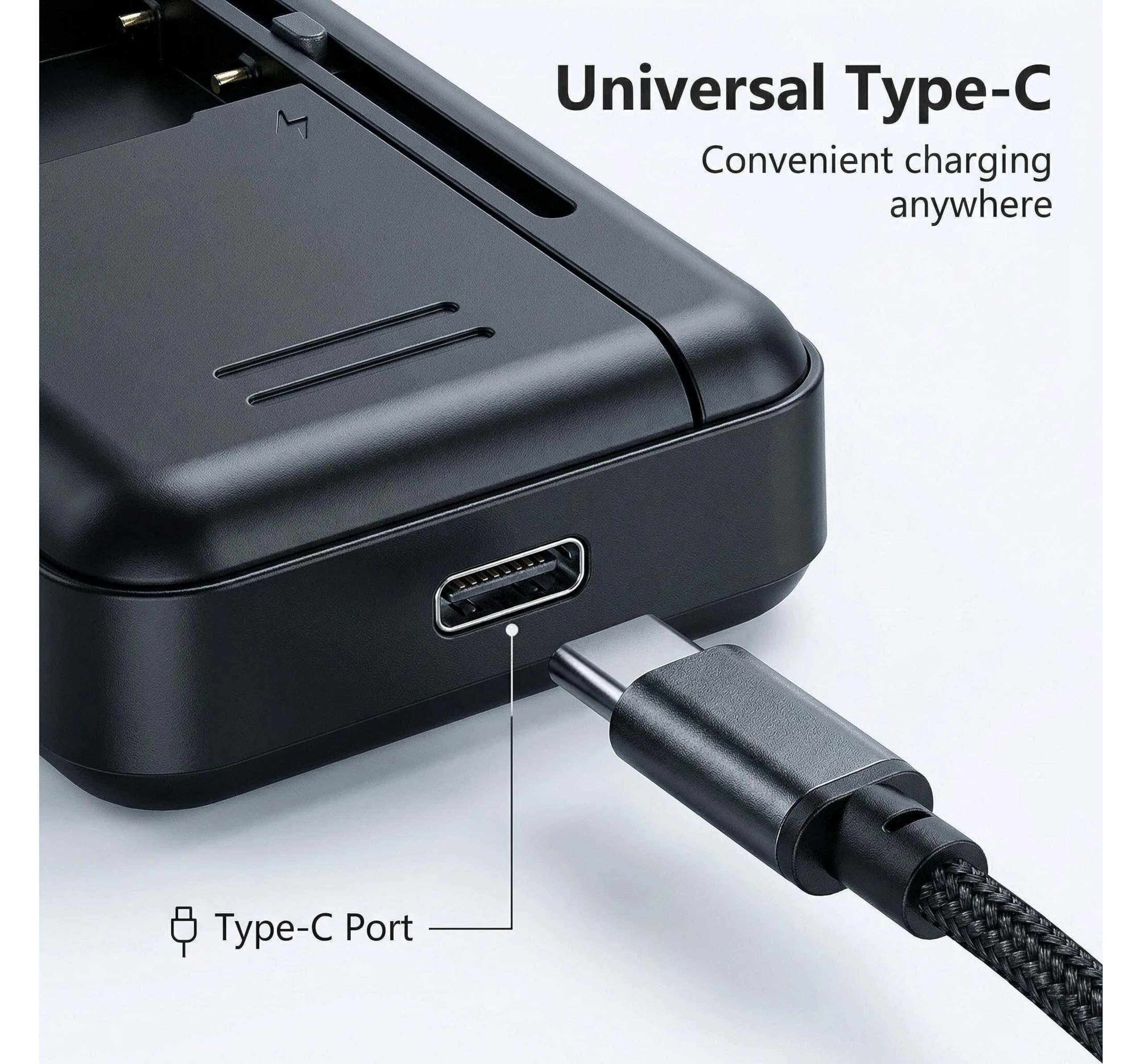 Uniwersalna Ładowarka do Baterii 2w1 Port USB-C dla Baterii 29-66mm kompatybilna z Telefonami Komórkowymi i Aparatami DSLR