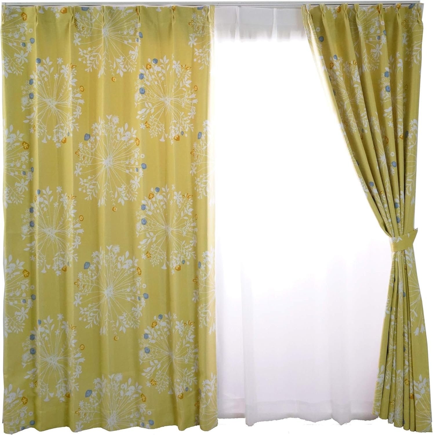 スミノエ(Suminoe) カーテン イエロー 幅270cm×丈230cm クッカ 遮光2級