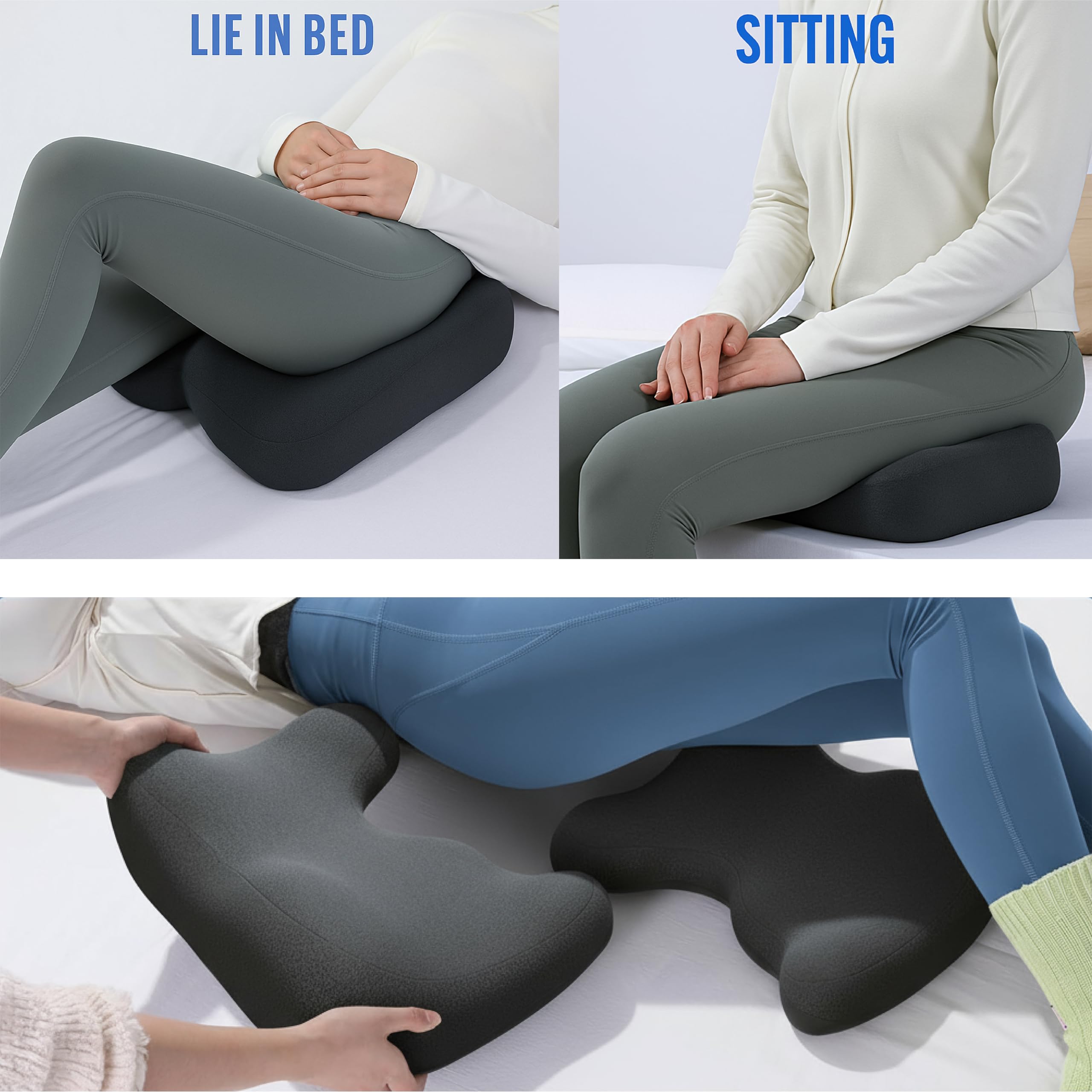 Cojines de espuma viscoelástica para dolor de cama para glúteos, almohada de alivio de presión para sentarse y dormir, cojines para úlceras por presión en las nalgas con coxis de apertura en forma de