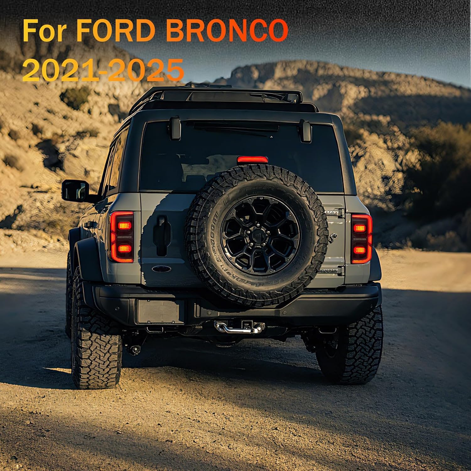 LED Tail Lights with parking reverse brake functions for Ford Bronco 2021-2026 2/4 Door (Excludes Raptor & Sport) Compatible with Original Car Halogen and LED Lights (B-Smoked)