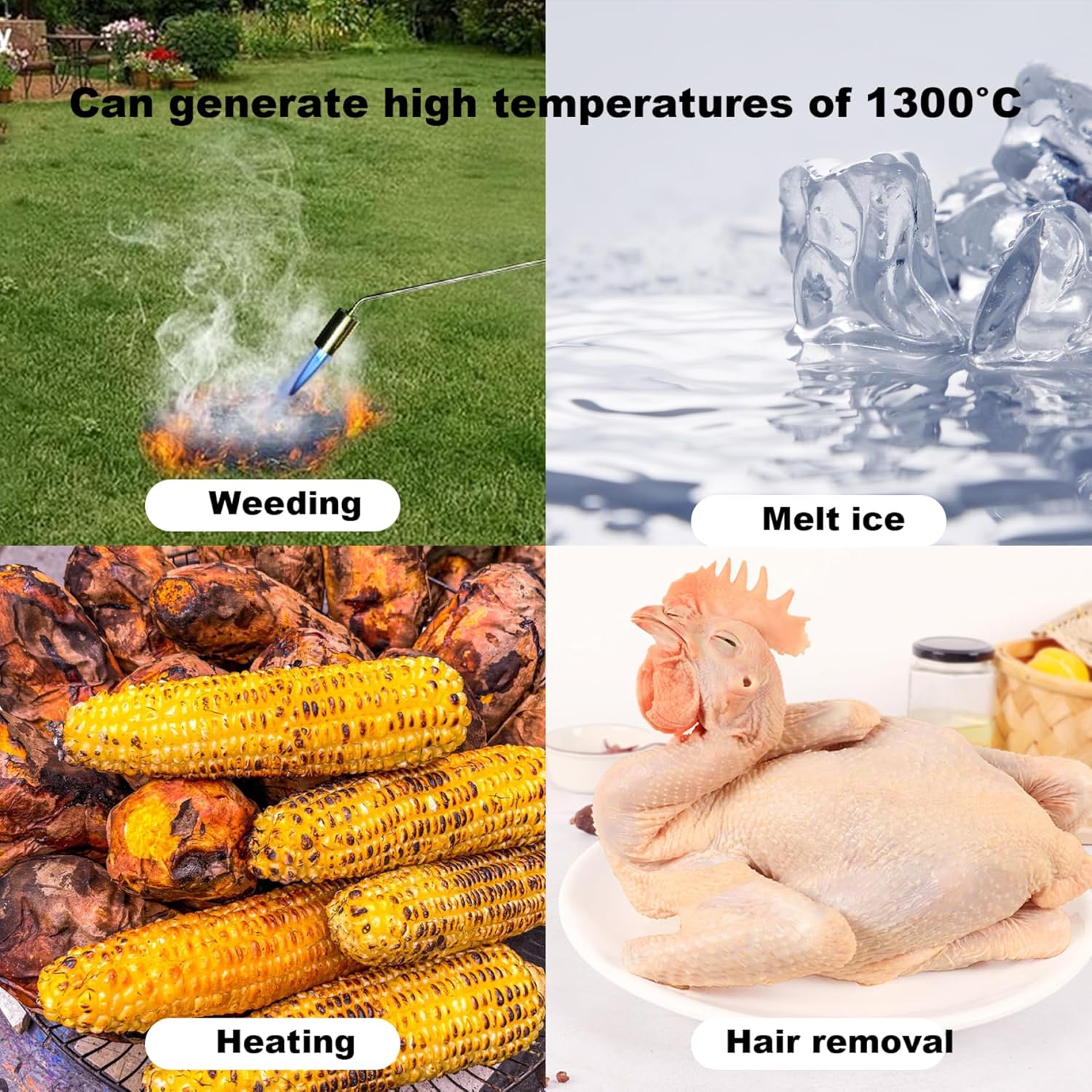 Propane Torch Heat-resistant Roofing Torch with 6.6ft Gas Hose & 3 Nozzles Portable Flame Thrower Heavy Duty Propane Weed Torch, Propane Torch Weed