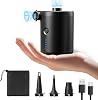 QPAU Electric Air Pump with 3 Nozzles, 5000mAh Battery Type-C Rechargeable, Ideal InflatorDeflator Pumps for Outdoor Camping, Inflatable Cushions, Air Mattress Beds, Boats, Swim Ring