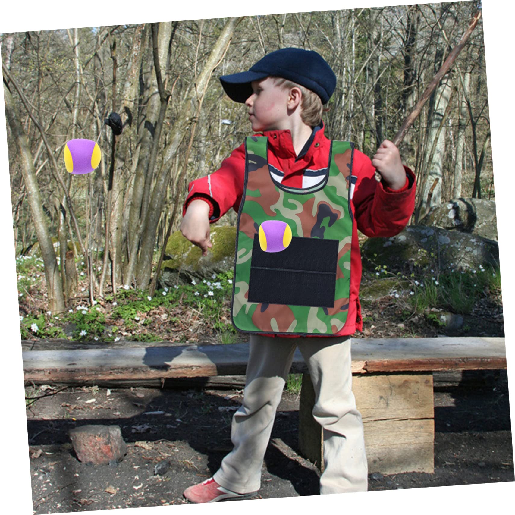 Abaodam Family Fun Vest 2 Sets Sticky Ball Vest Soft on Skin Material Simple Design Big Utility for Boys and Girls Random Color