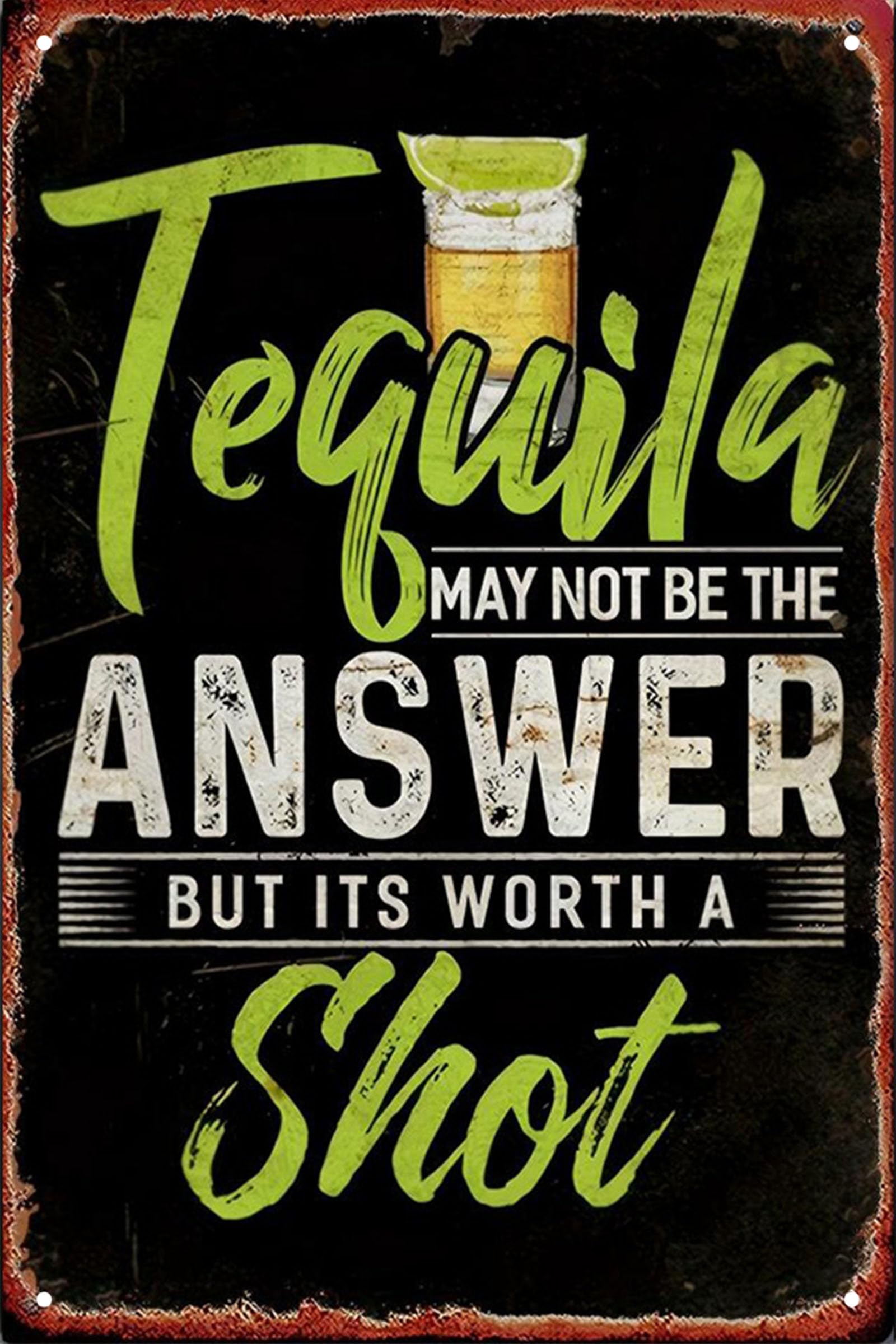 Vintage Bar Tin Sign,Beer Metal Signs,Retro Man Cave Wall Decor,Wall Poster for Club, Garage, Funny Man Beer Drinker Basement, Apartment, Gifts 8×12 Inches (tequila)