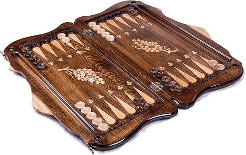 Miniatura 9 de Armenian BACKGAMMON WOODEN BOARD GAME Nardi Nardy checkers chess carving Ararat and Coat of Arm Ornament hand made gift walnut wood table game