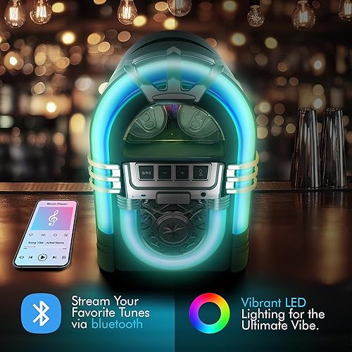 Miniatura 2 de Proscan PM1S157 - Mini refrigerador personal para 6 latas, diseño de jukebox de altavoz portátil integrado, hogar, oficina o dormitorio, enfriador