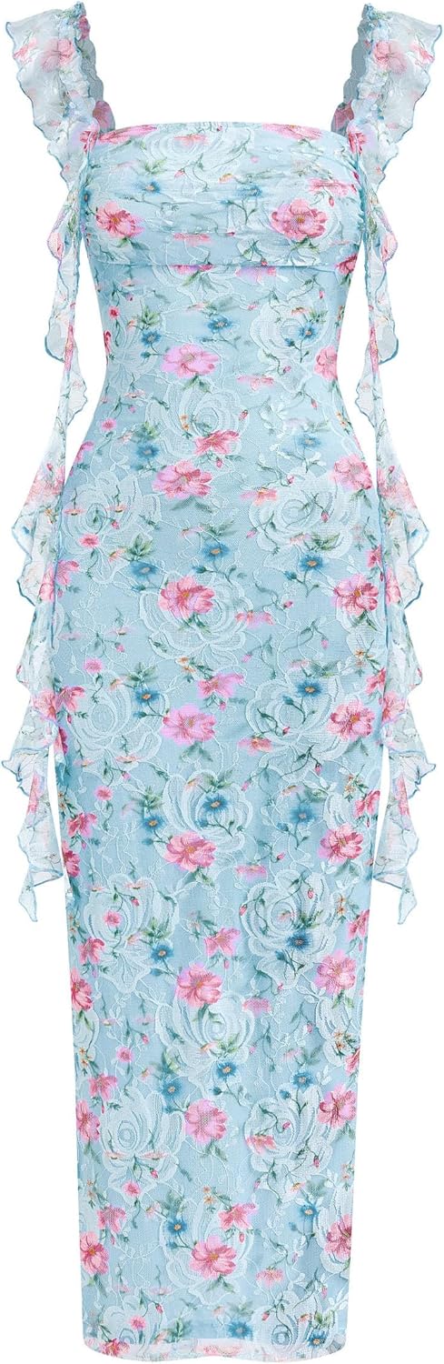 PRETTYGARDEN Womens Spring Formal Dress 2026 Summer Elegant Sleeveless Floral Lace Cocktail Wedding Guest Maxi Long Dresses