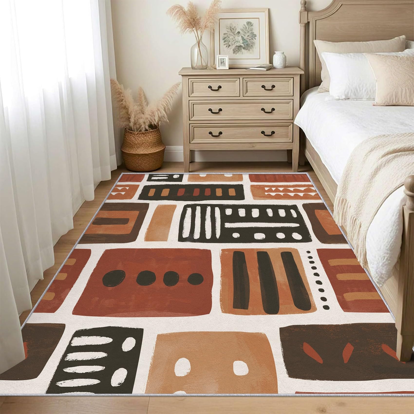 Tapis Africain antidérapant 200x200 cm résistant aux taches pour enfants