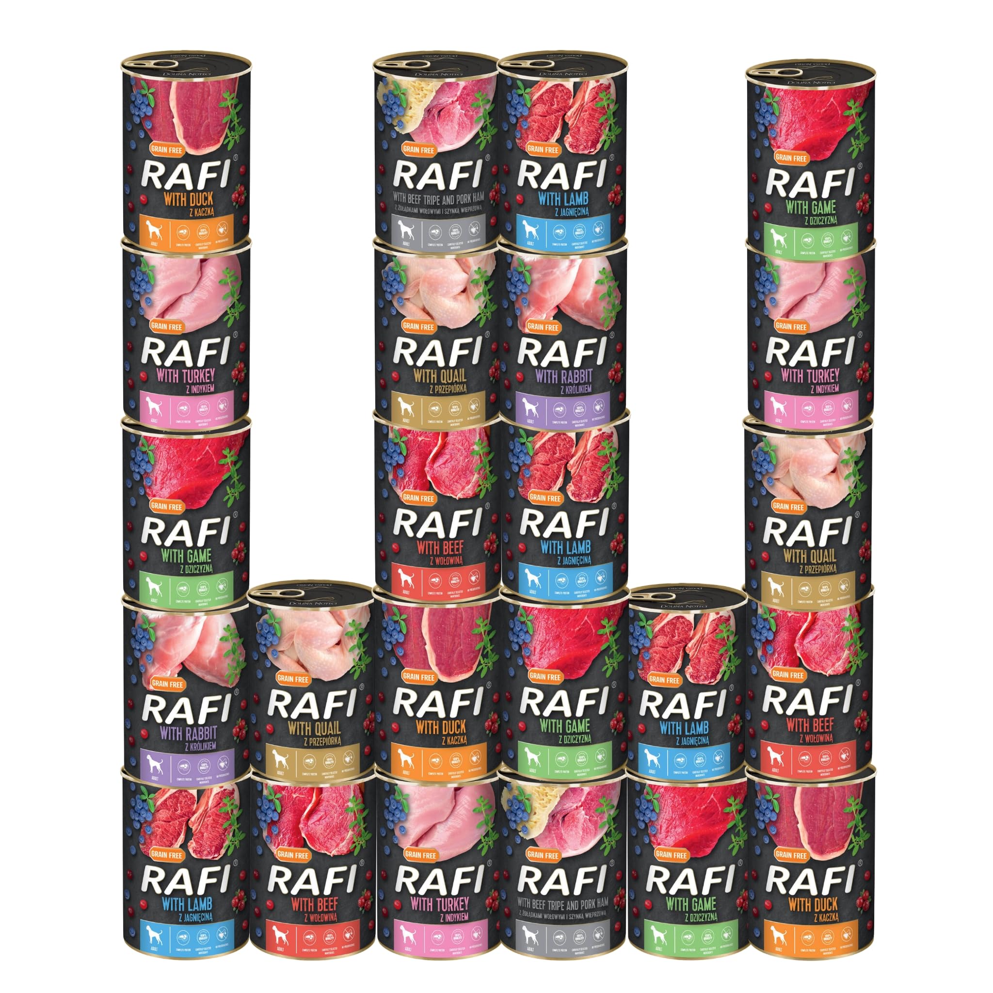 Rafi Complete Adult Wet Dog Food, Mixed Flavours, 24 x 400g Cans