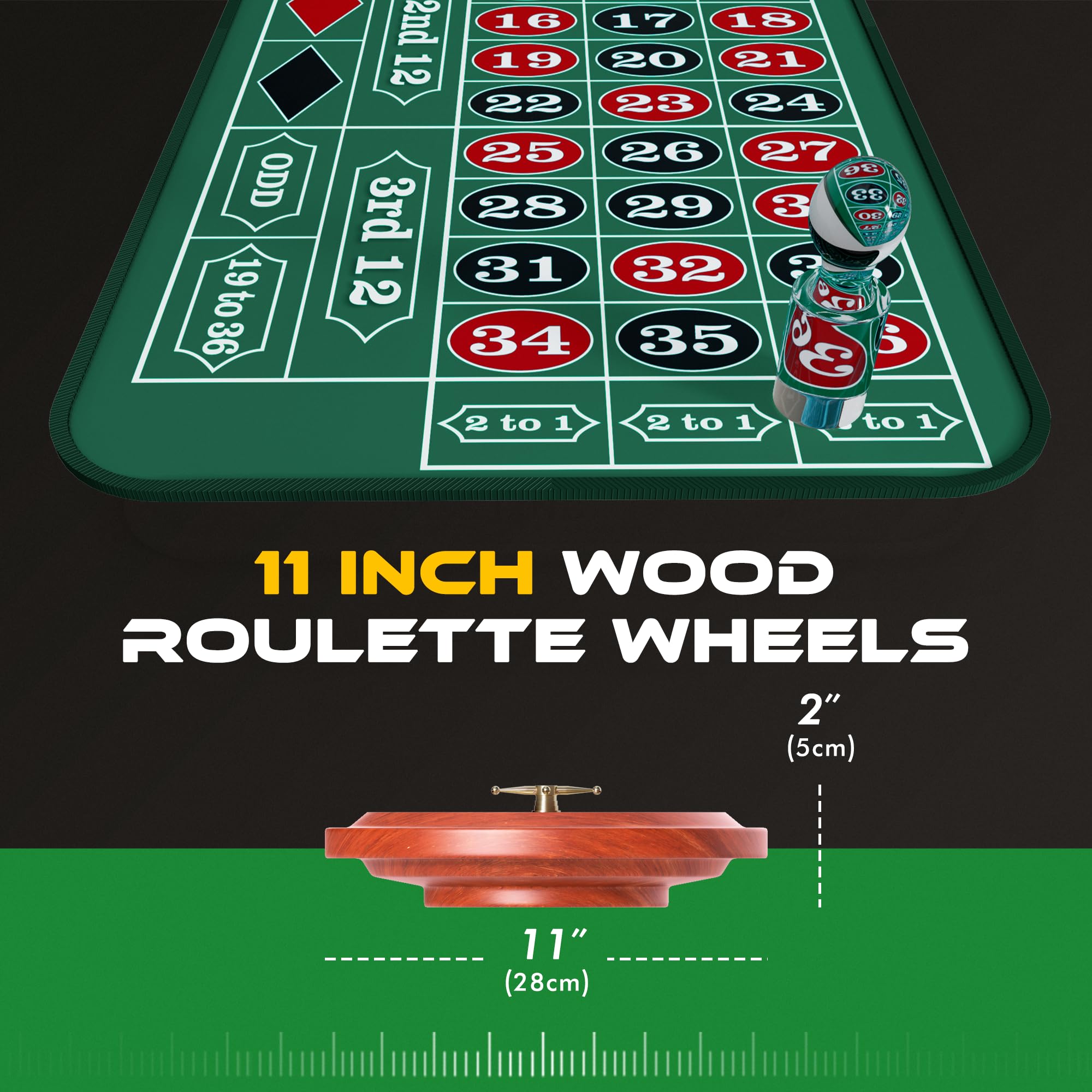 Roulette Wheel Game Set Include 16'' Black Roulette Wheel 35" X 16 - View #10