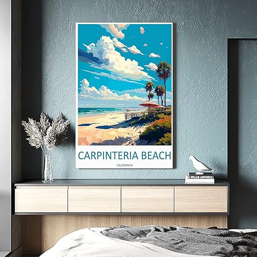 Miniatura 4 de Carpinteria Beach California - Póster de viaje vintage de paisaje de 08 x 12 pulgadas (7.9 x 11.8 in), lienzo artístico y lienzo para pared, póster