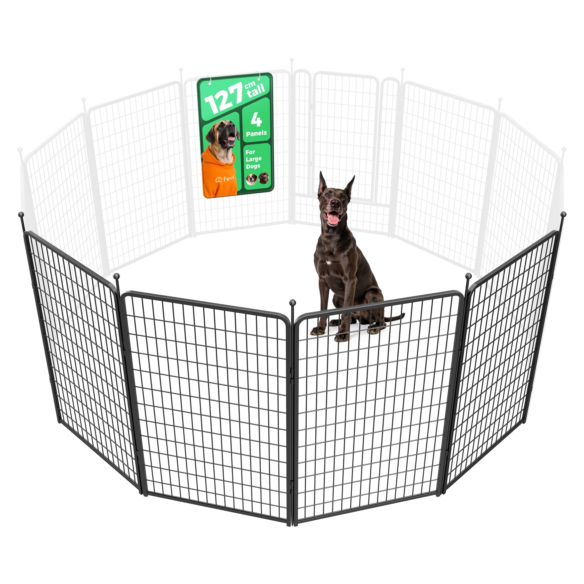 FXW Dog Playpen for Yard, RV Camping, 127cm 4 Panels for Large Dogs│Patented