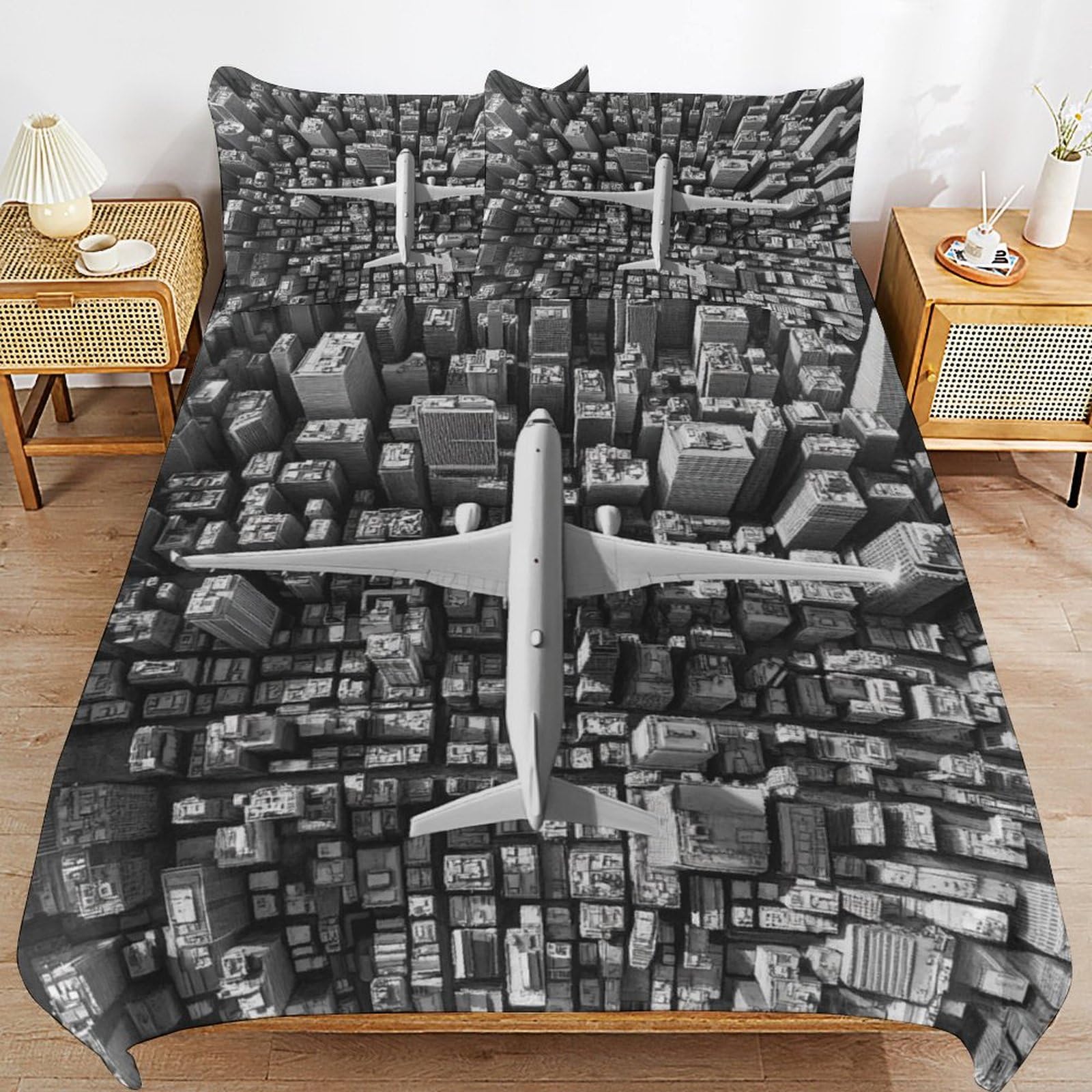 Funda nórdica con diseño de avión 135x200 cm ideal para regalar a niños y niñas
