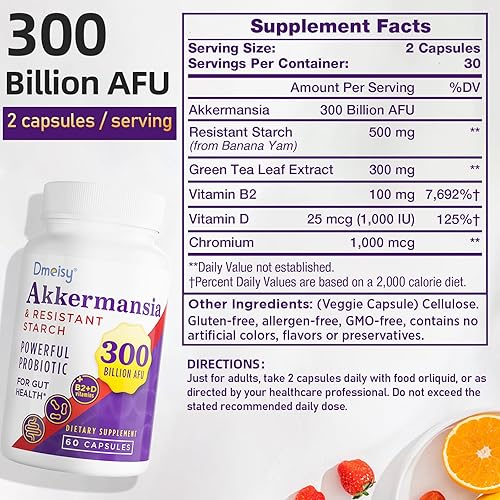 Miniatura 2 de 300 mil millones de AFU Akkermansia Muciniphila - Probióticos vivos Akkermansia para hombres y mujeres, para GLP-1, digestivo, intestino, inmune y