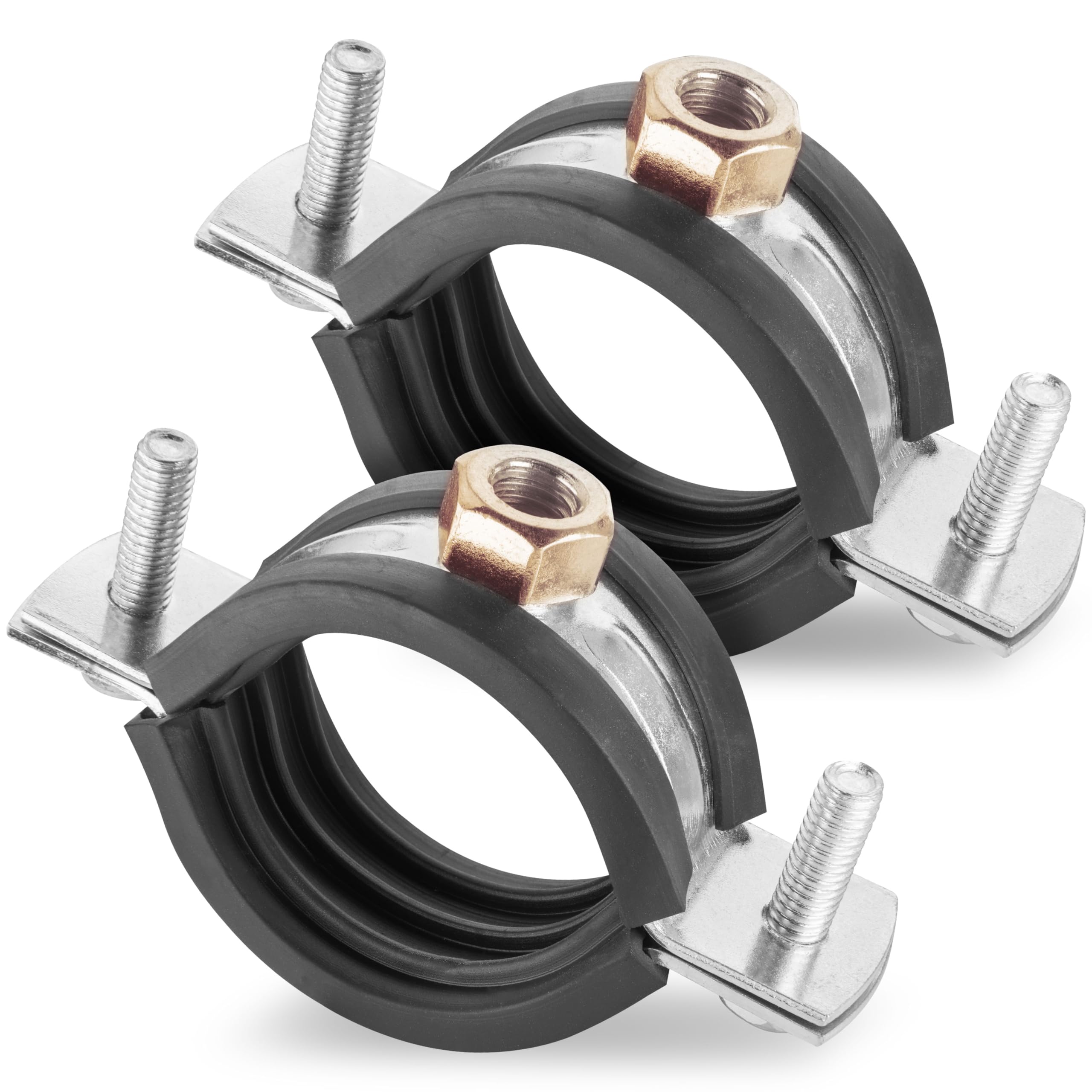 Poppstar 2x Abrazaderas de manguera de acero inoxidable W4 (rango de sujeción 40-43 mm, 1 1/4") con tornillos prisioneros M8*82 y tacos